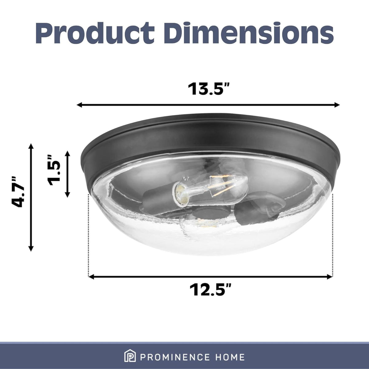 Prominence Home 2 Pack Madalyn 13" Flush Mount Ceiling Light Clear Glass, Bronze