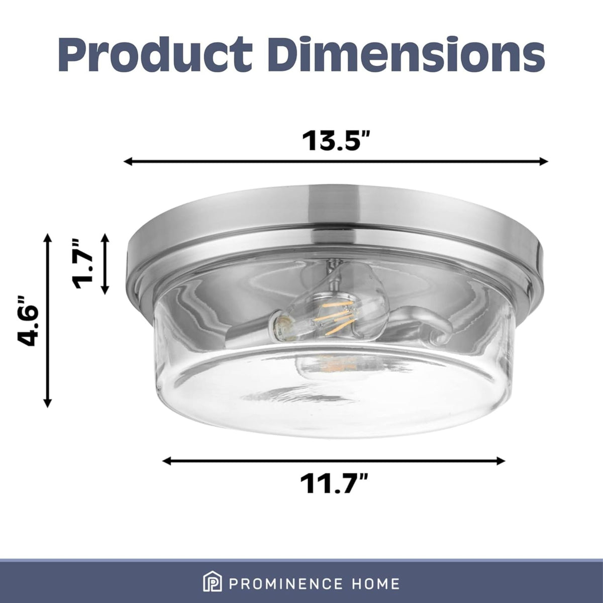 Prominence Home Madalyn 13" Ceiling Light, Clear Drum Glass, Nickel (Open Box)