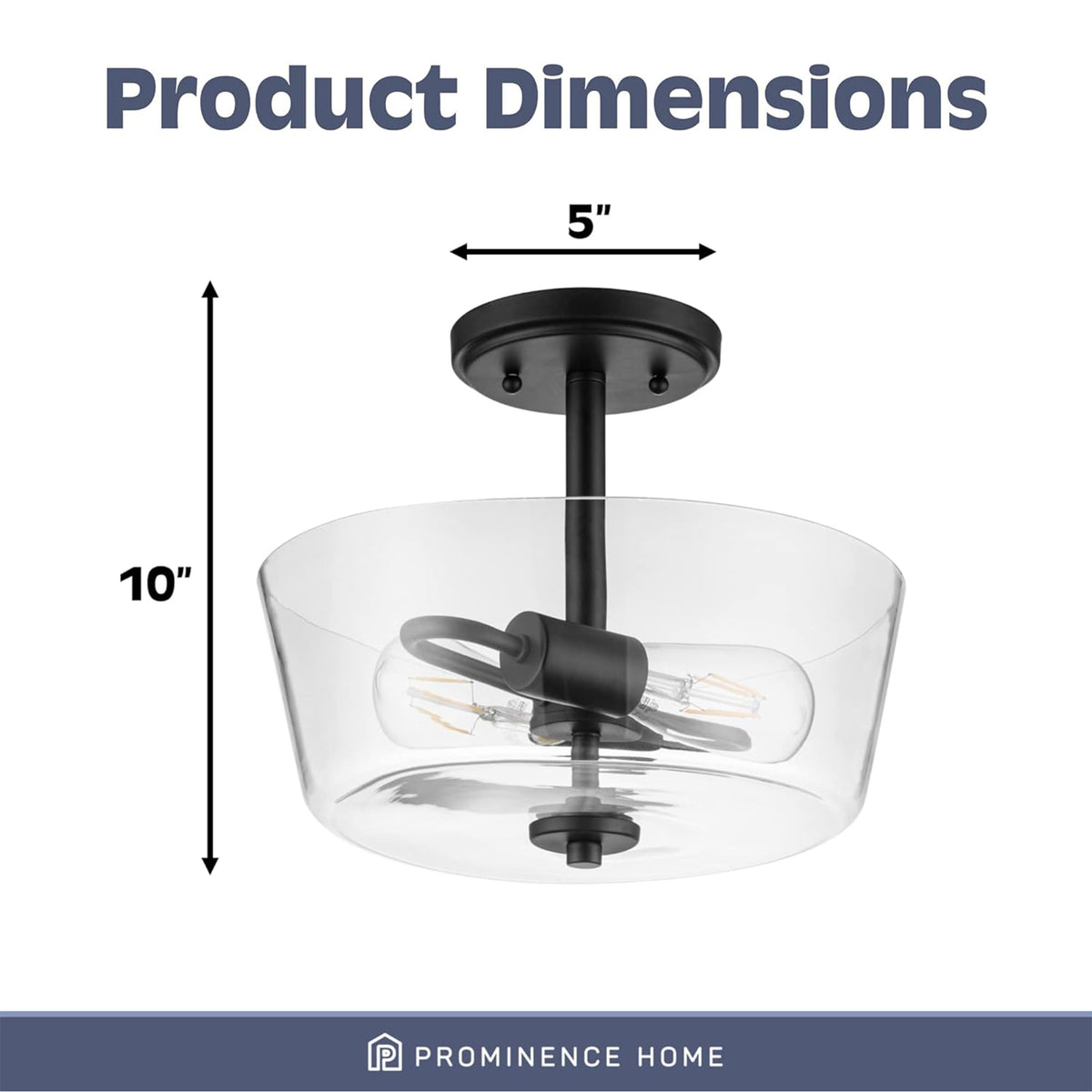 Prominence Home 3 Pack 2 Light Ceiling Fixture Clear Glass Lighting 13" Viktoria
