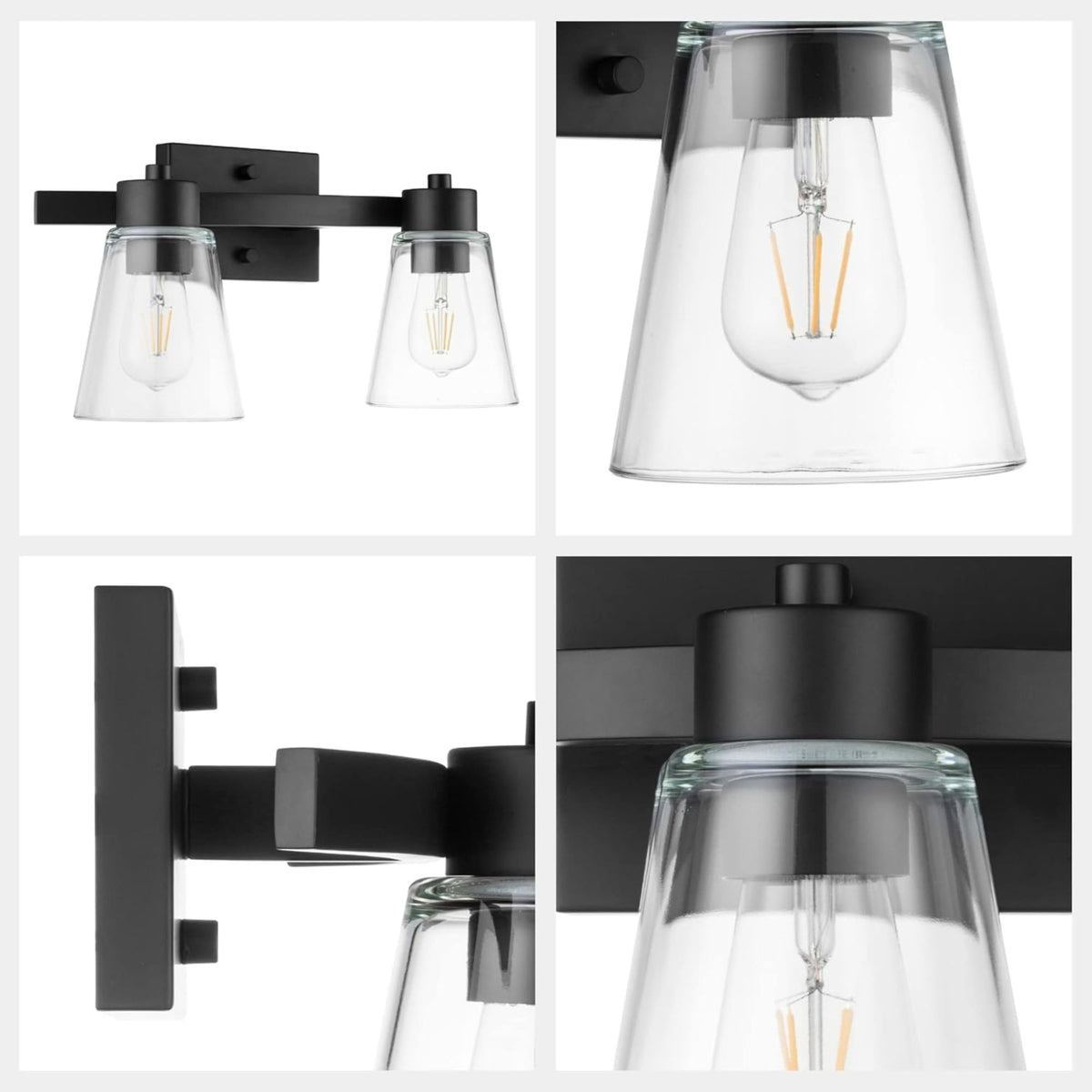 Prominence Home 2 Pack Fairendale 2 Light Bathroom Wall Vanity Light Matte Black