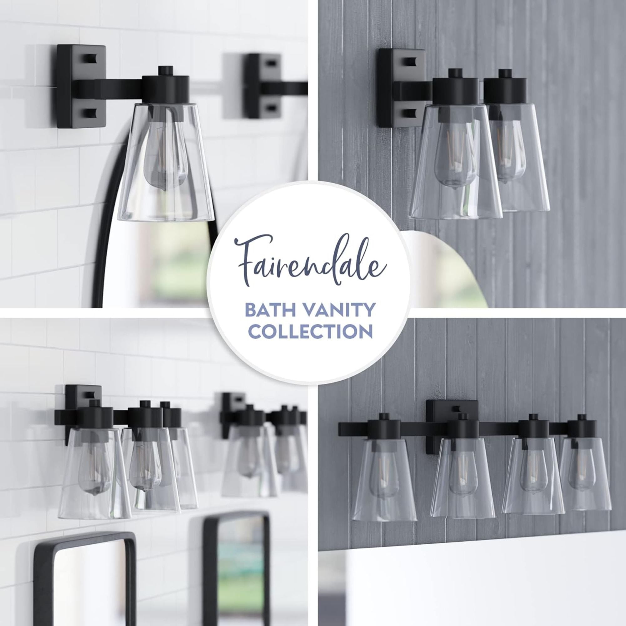 Prominence Home 2 Pack Fairendale 2 Light Bathroom Wall Vanity Light Matte Black