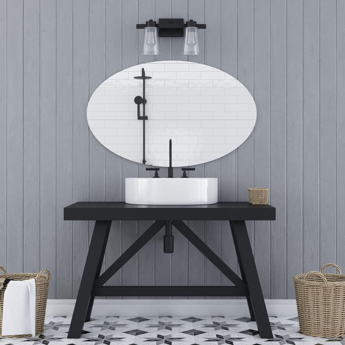 Prominence Home 2 Pack Fairendale 2 Light Bathroom Wall Vanity Light Matte Black - VMInnovations