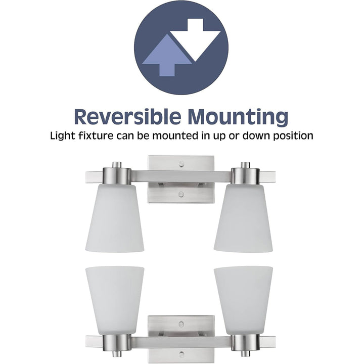 Prominence Home 2 Light Modern Bathroom Vanity Light, Frosted Glass, Nickel - VMInnovations
