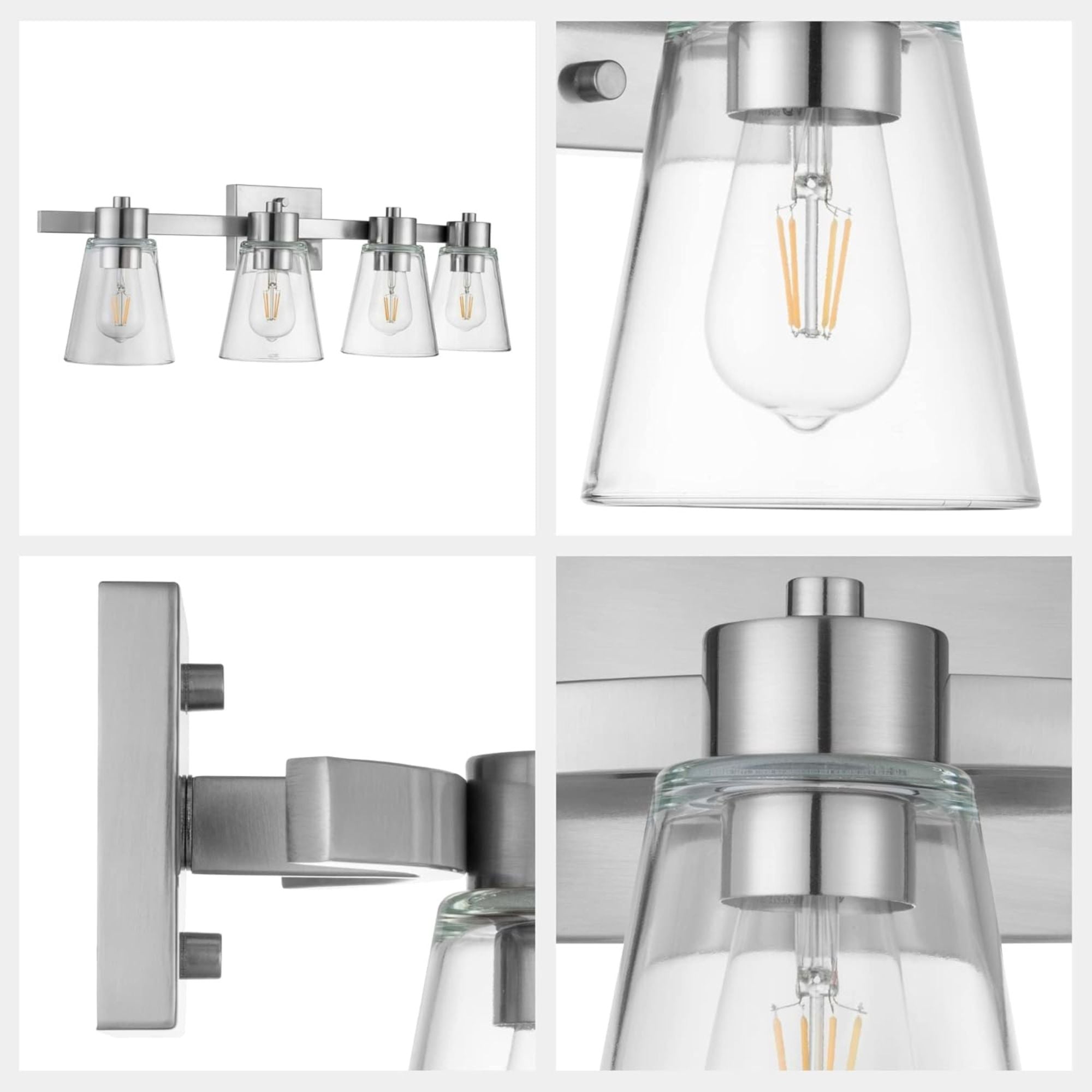 Prominence Home 2 Pack Fairendale 4 Light Bathroom Vanity Light, Brushed Nickel