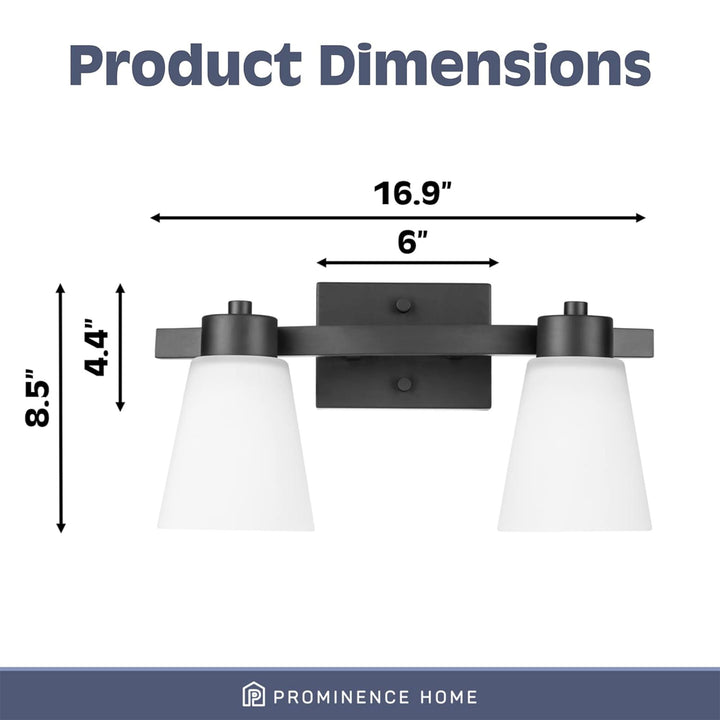 Prominence Home 3 Light Modern Bathroom Vanity Light, Frosted Glass, Matte Black