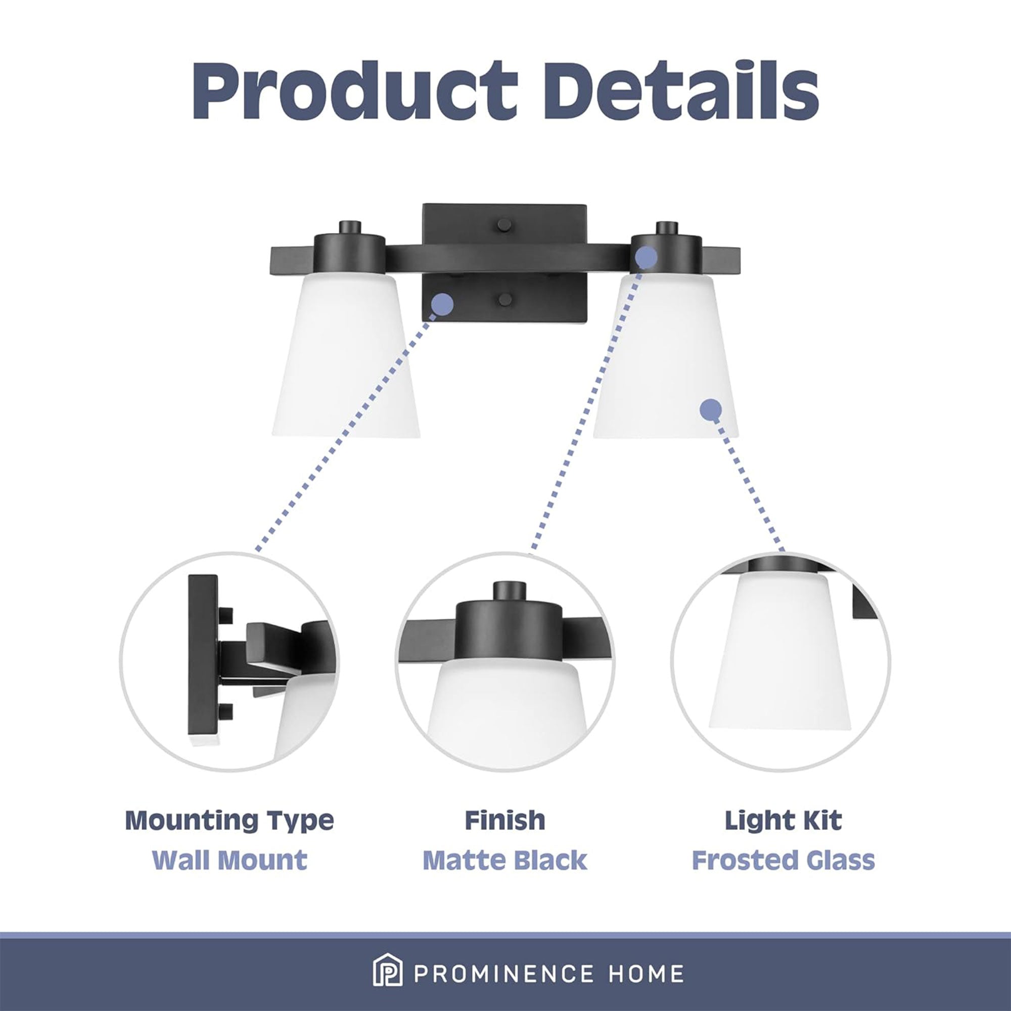 Prominence Home 2 Pack 3 Light Modern Bathroom Vanity Light with Frosted Glass - VMInnovations