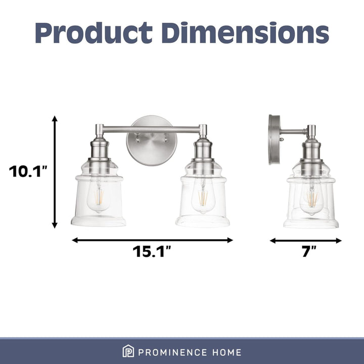 Prominence Home Eaton Ridge 2 Light Industrial Bathroom Vanity, Brushed Nickel - VMInnovations