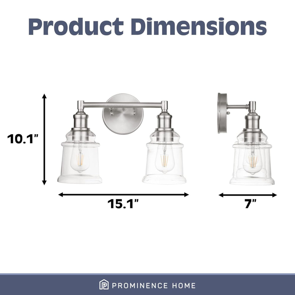 Prominence Home 2 Pack Eaton Ridge 2 Light Industrial Bathroom Vanity, Nickel