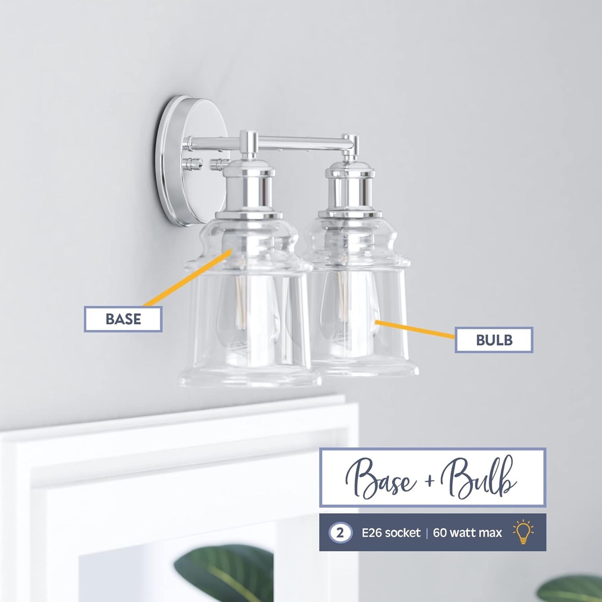 Prominence Home 2 Pack Eaton Ridge 2 Light Industrial Bathroom Vanity, Nickel