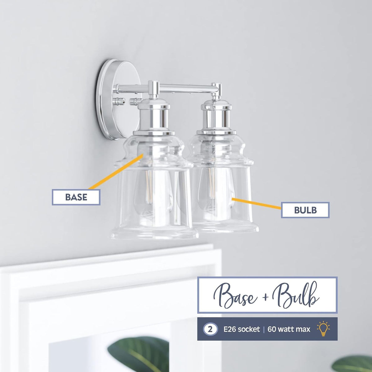 Prominence Home 2 Pack Eaton Ridge 2 Light Industrial Bathroom Vanity, Nickel