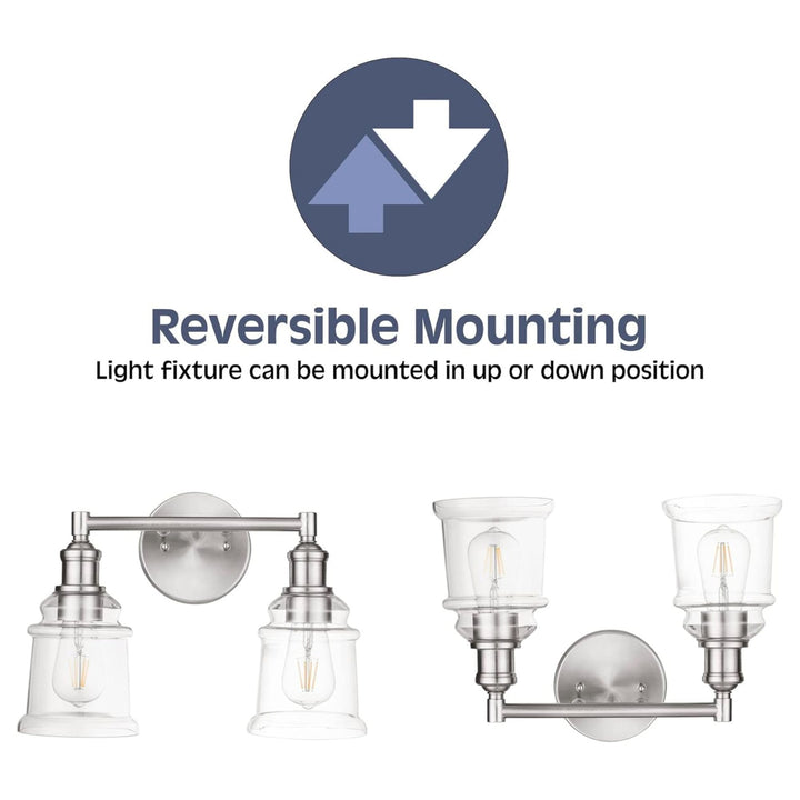 Prominence Home Eaton Ridge 2 Light Industrial Bathroom Vanity, Brushed Nickel - VMInnovations