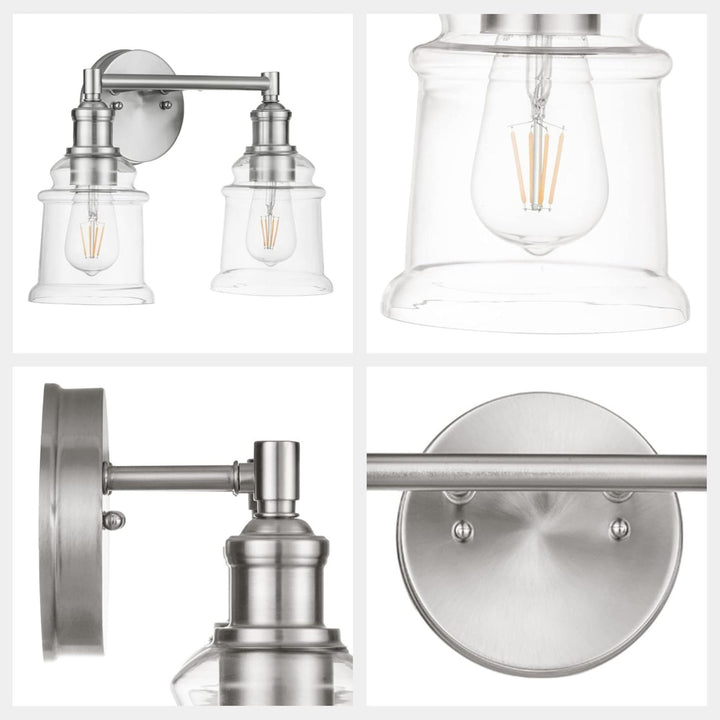 Prominence Home Eaton Ridge 2 Light Industrial Bathroom Vanity, Brushed Nickel - VMInnovations