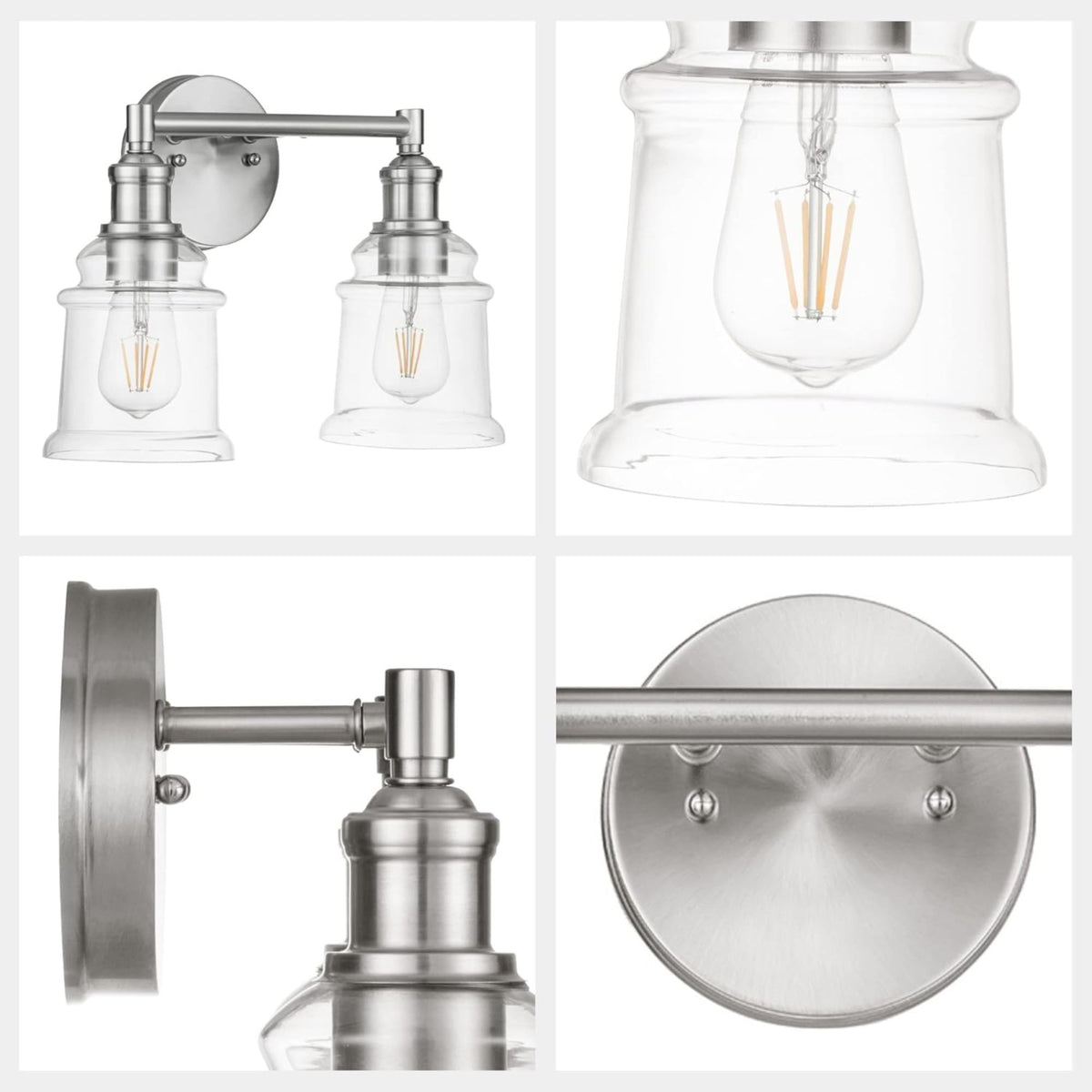 Prominence Home 2 Pack Eaton Ridge 2 Light Industrial Bathroom Vanity, Nickel
