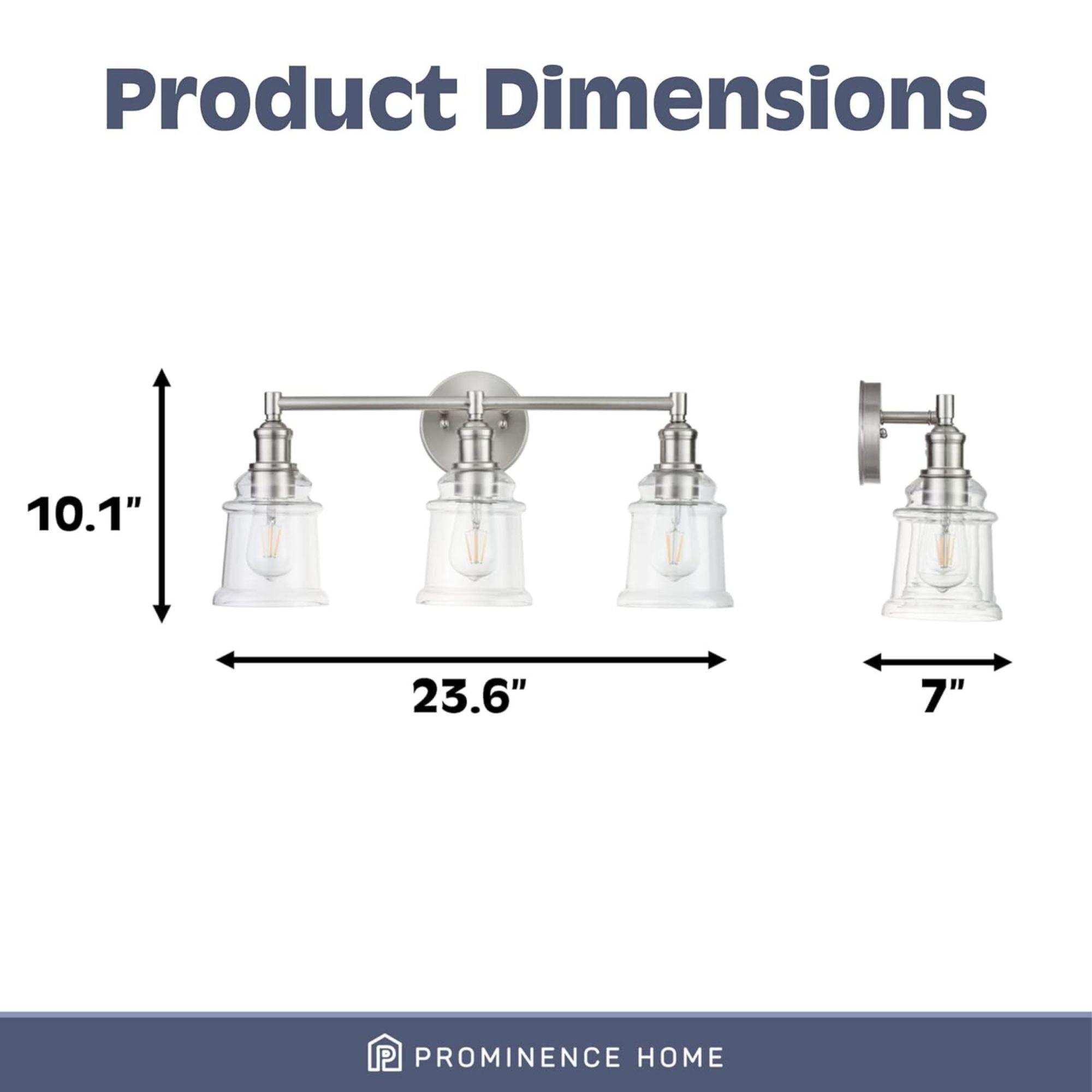 Prominence Home Eaton Ridge 3 Light Industrial Vanity, Nickel (Open Box)