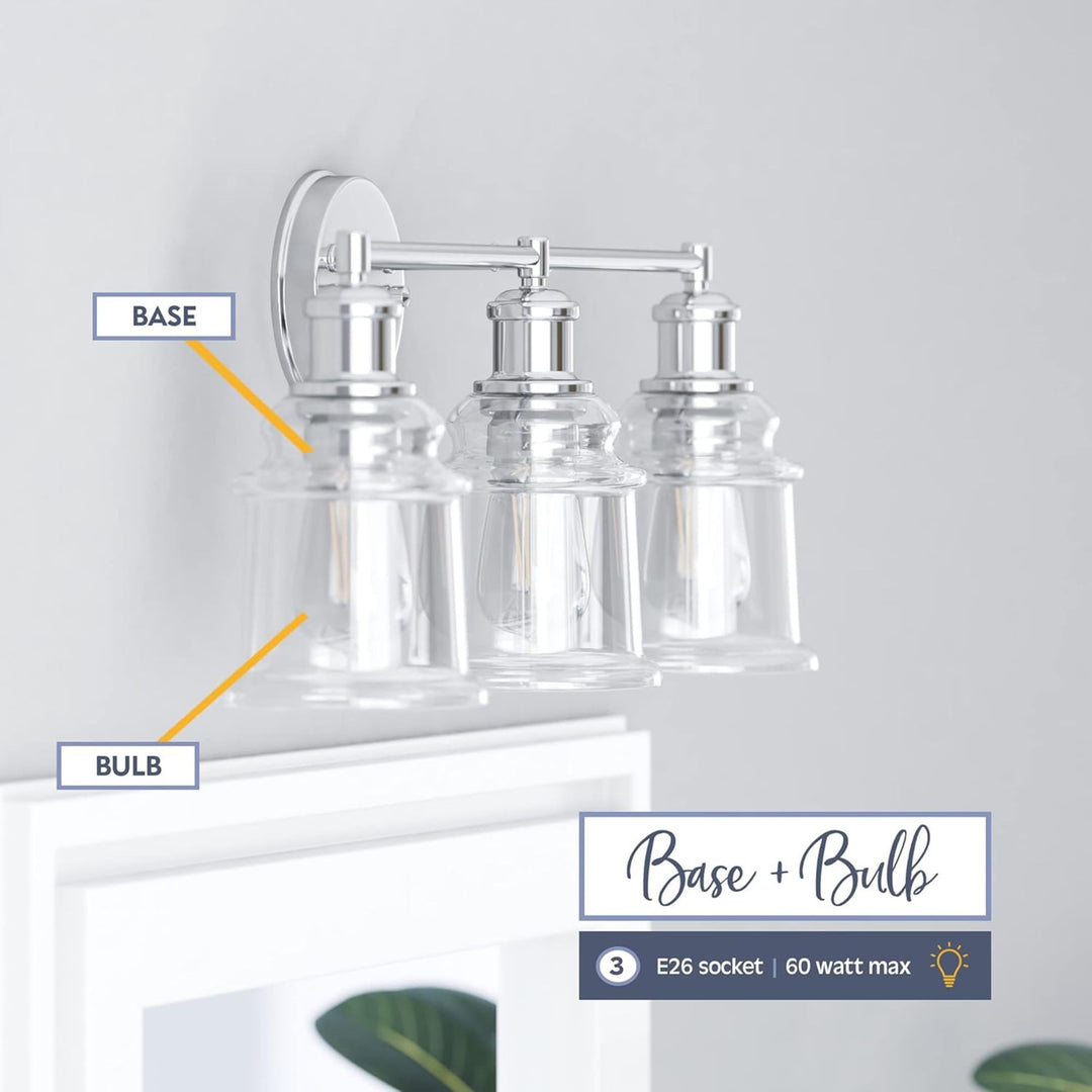 Prominence Home Eaton Ridge 3 Light Industrial Bathroom Vanity, Brushed Nickel - VMInnovations