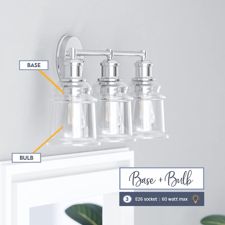 Prominence Home Eaton Ridge 3 Light Industrial Bathroom Vanity, Brushed Nickel - VMInnovations