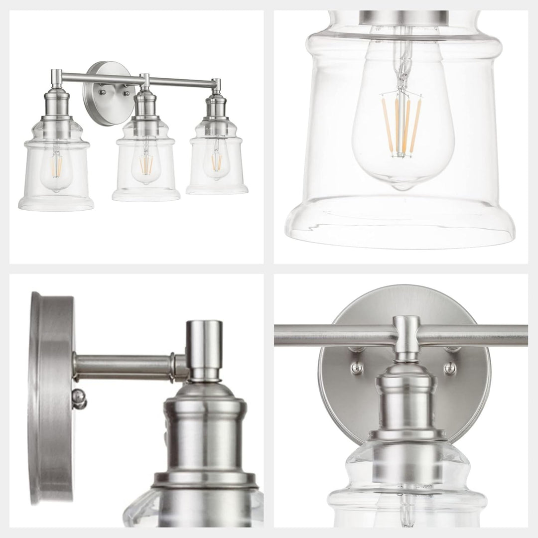 Prominence Home Eaton Ridge 3 Light Industrial Bathroom Vanity, Brushed Nickel - VMInnovations