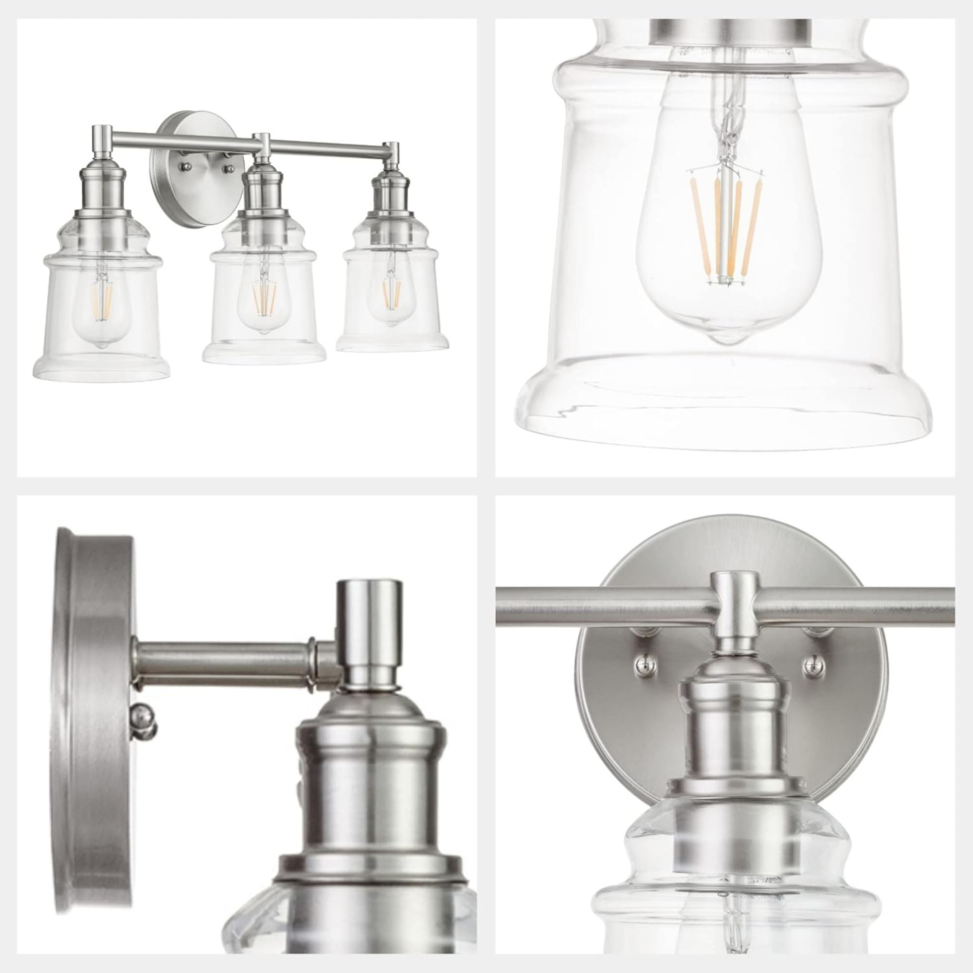 Prominence Home Eaton Ridge 3 Light Industrial Vanity, Nickel (Open Box)