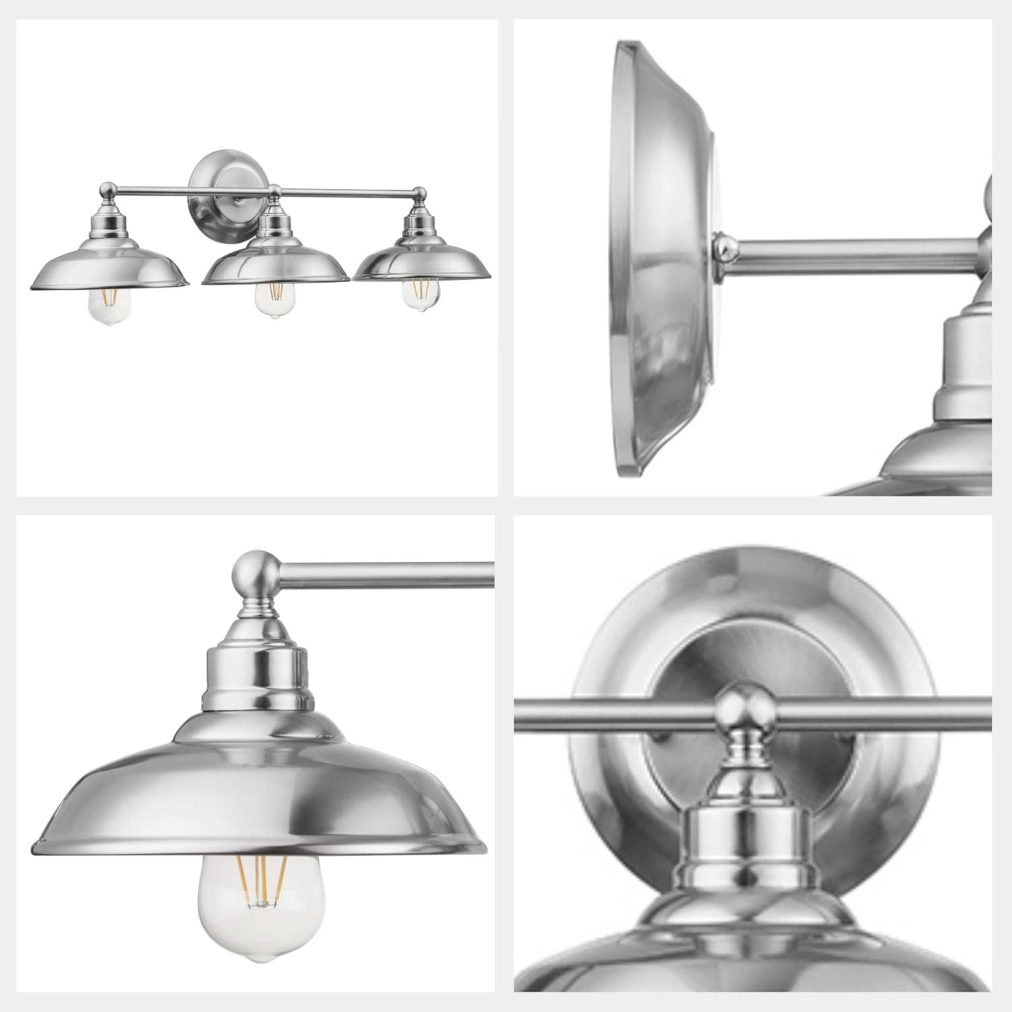 Prominence Home 3 Light Industrial Bathroom Vanity Light, Nickel (Open Box) - VMInnovations