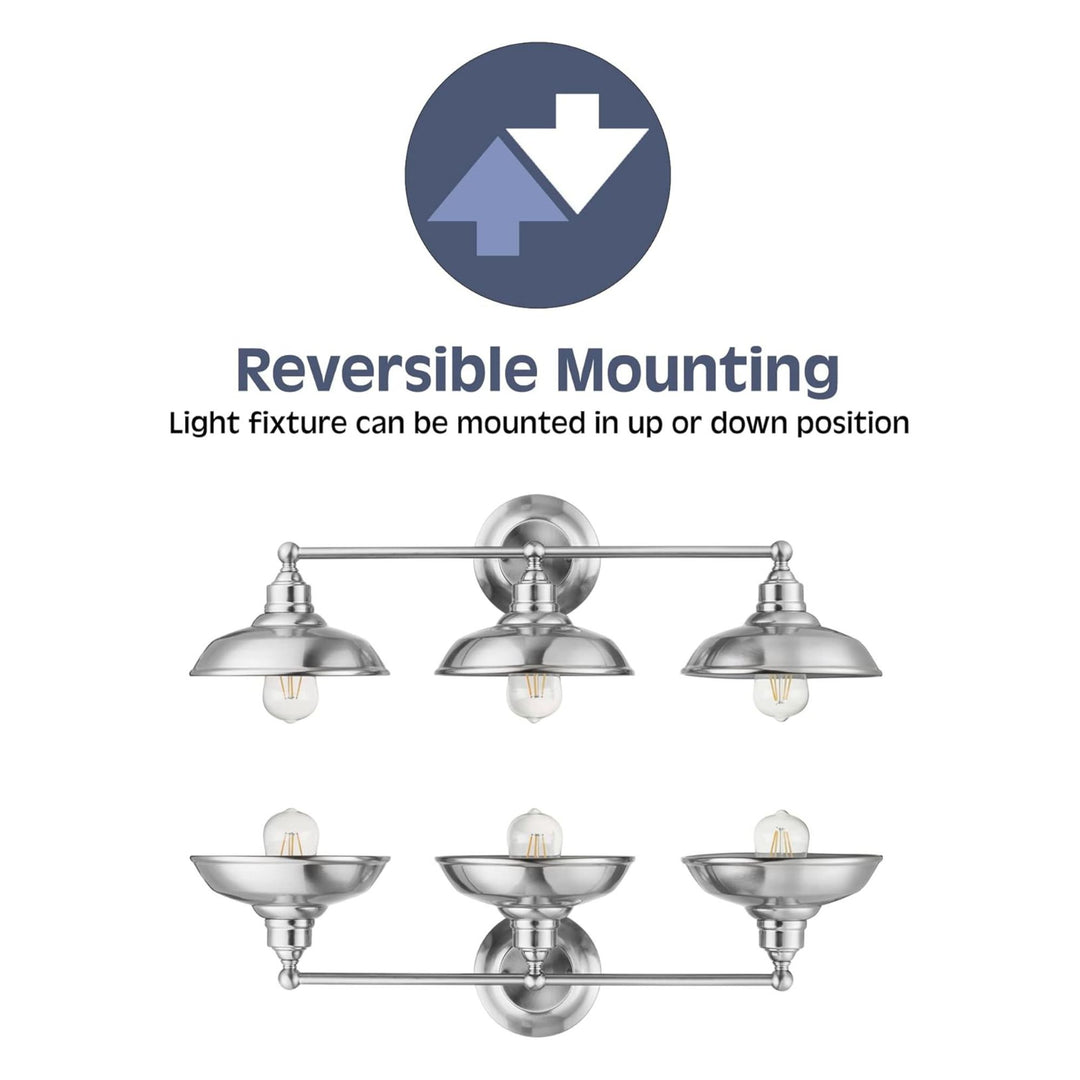 Prominence Home Lyndan 3 Light Industrial Bathroom Vanity Light, Brushed Nickel - VMInnovations