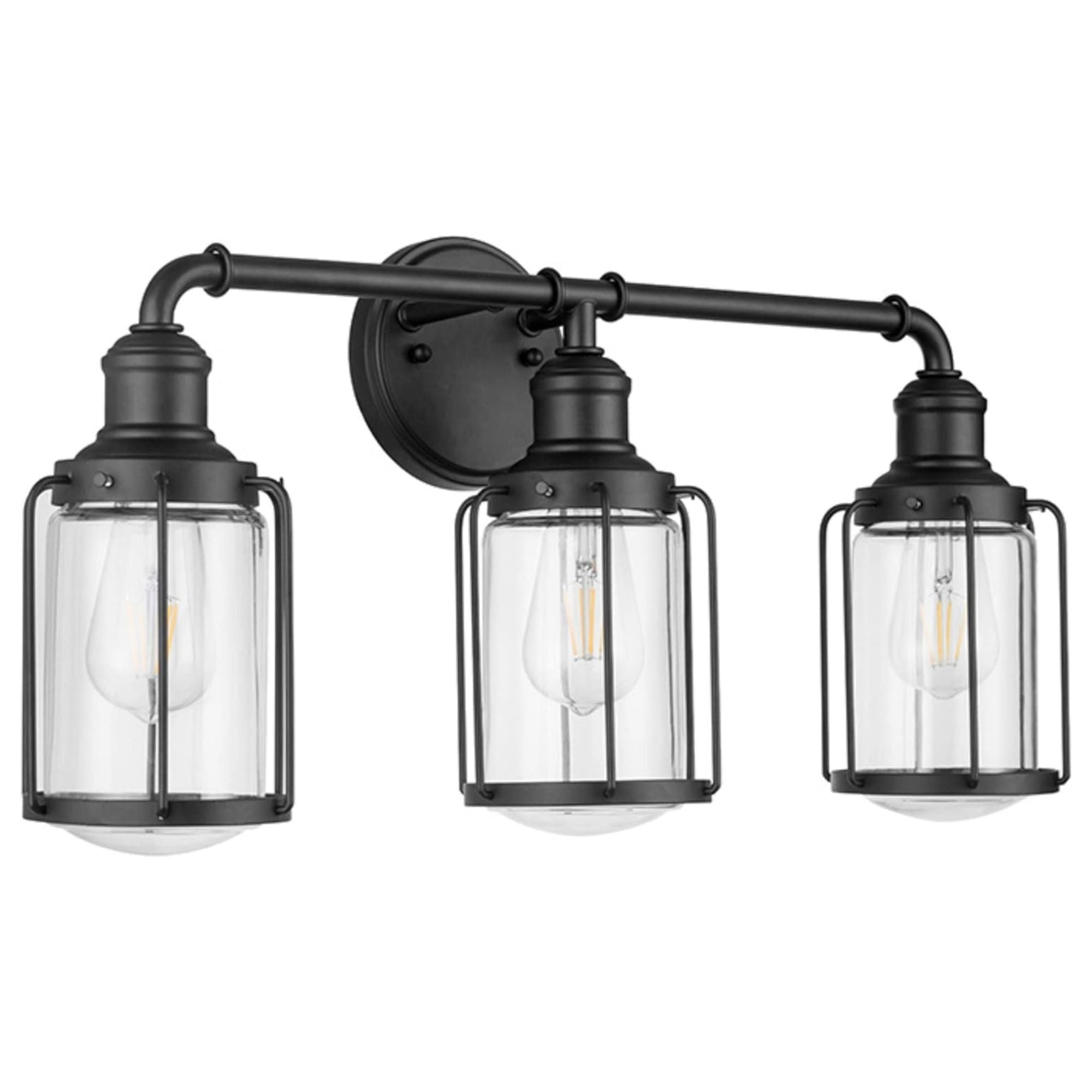 Prominence Home Lincoln Woods 3 Light Industrial Bathroom Vanity Light, Black - VMInnovations