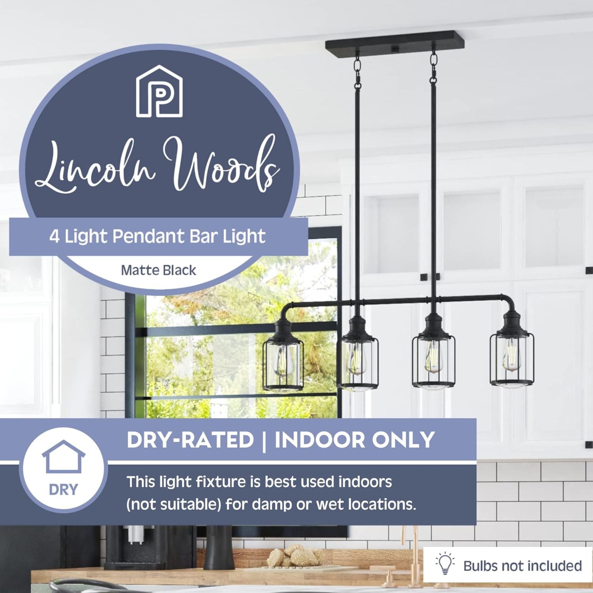 Prominence Home Lincoln Woods 4 Light Kitchen Island Linear Pendant Bar Light - VMInnovations