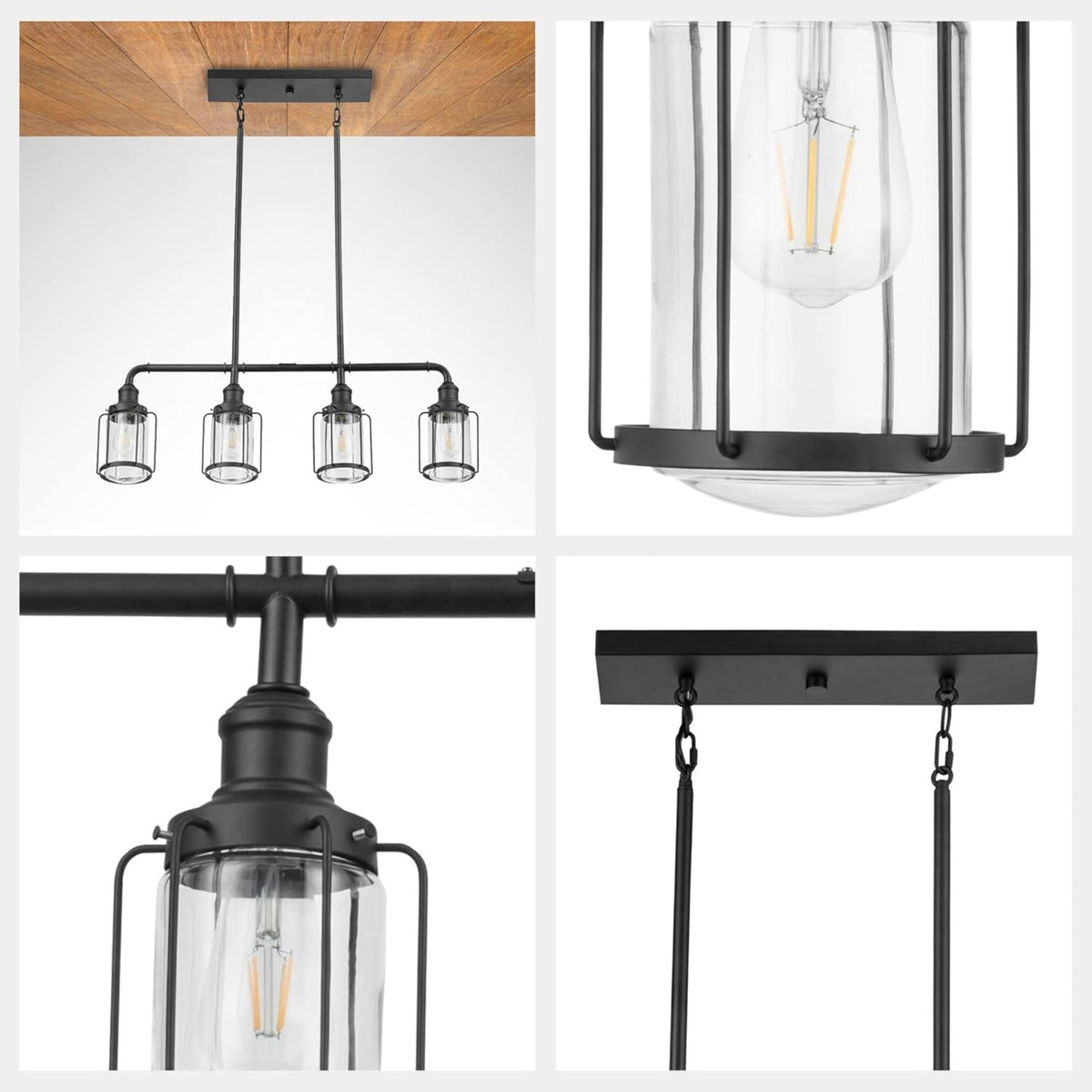 Prominence Home 2 Pack Lincoln Woods 2 Light Industrial Bath Vanity Light, Black