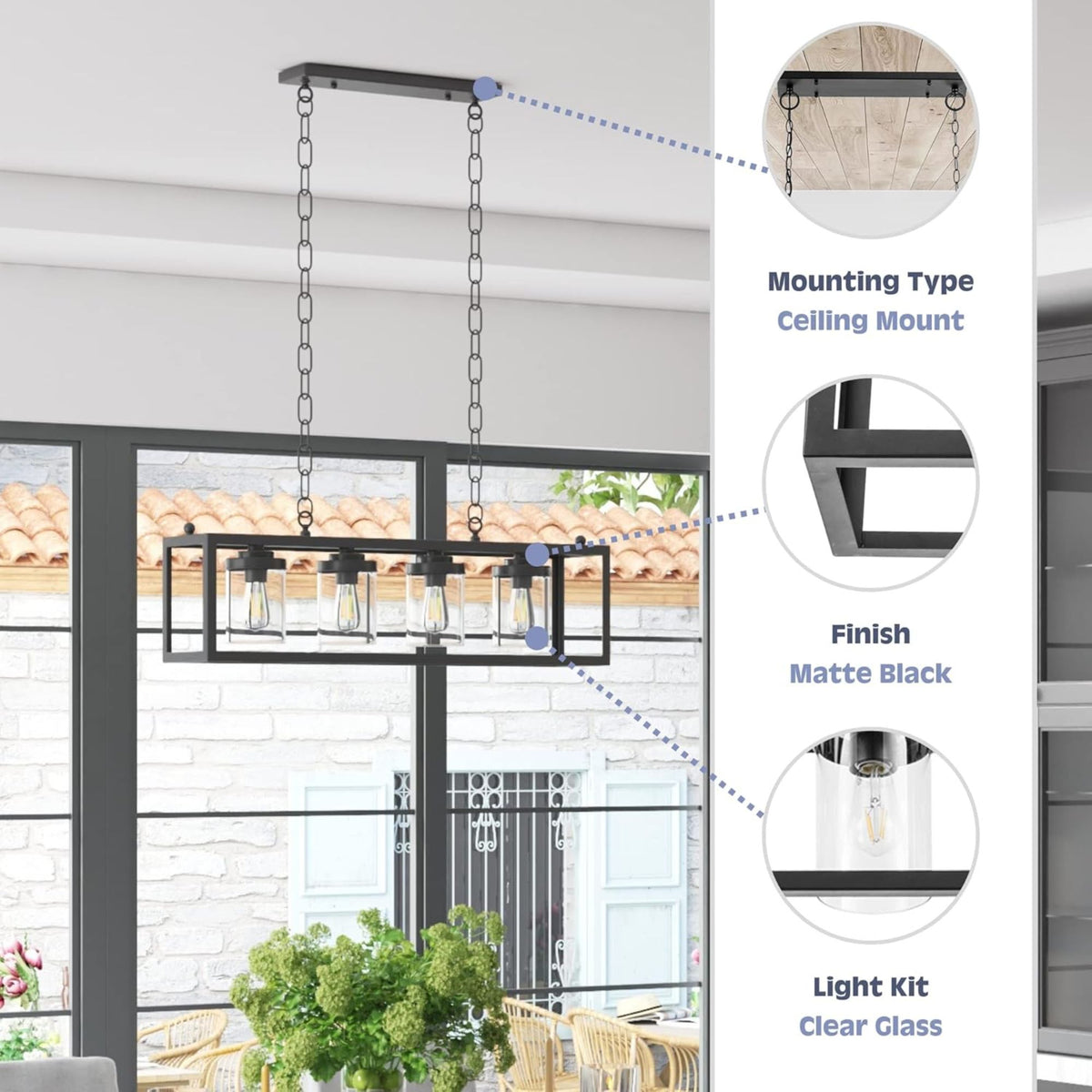 Prominence Home Sitka 4 Light Kitchen Island Linear Pendant Chandelier(Open Box)