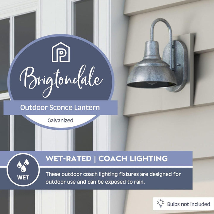 Prominence Home Brightondale Outdoor Wall Sconce Coach Light, Galvanized Finish - VMInnovations