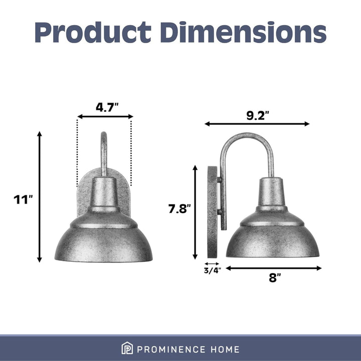 Prominence Home Brightondale Outdoor Wall Sconce Coach Light, Galvanized Finish - VMInnovations