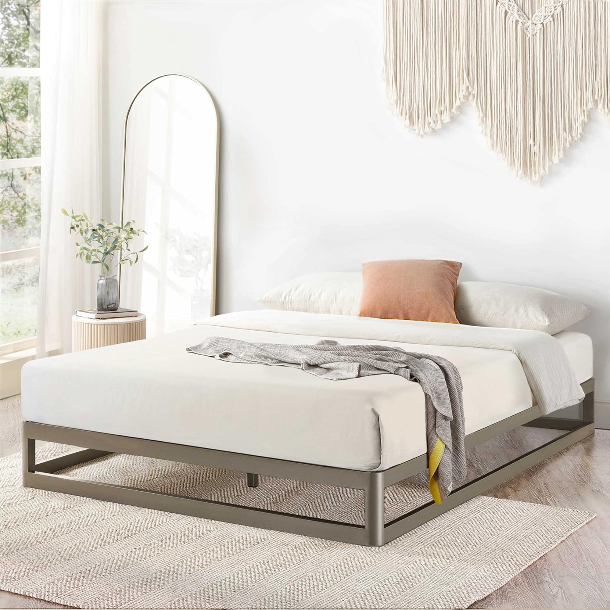 Mellow 9-Inch Metal Platform Bed Frame with Mattress Foundation, King, Gray - VMInnovations