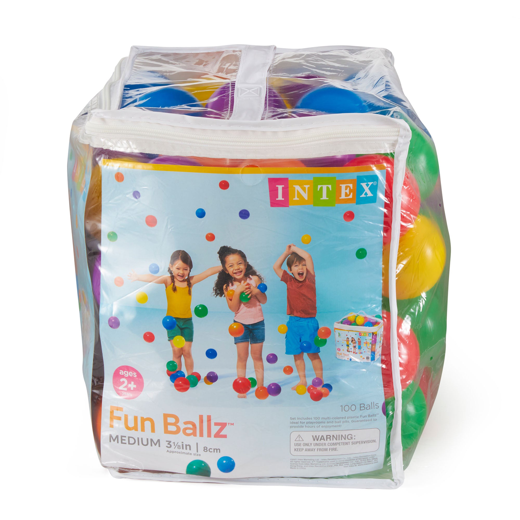 INTEX Large Plastic Balls Multi-Colored Fun Ballz 100 Pack | 49600EP (Open Box) - VMInnovations