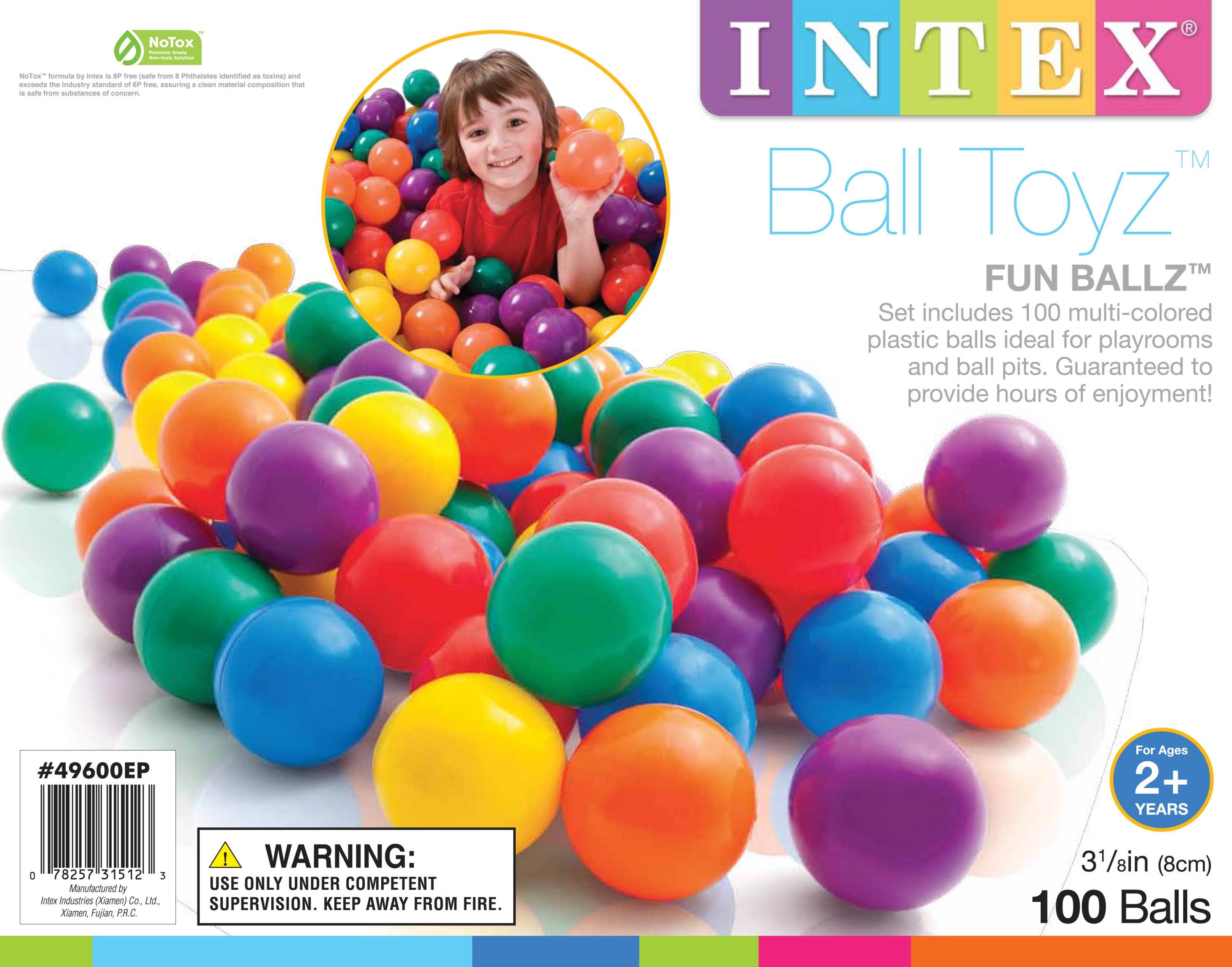 Intex 100-Pack Large Plastic Multi-Colored Fun Ballz For Ball Pits (4 Pack) - VMInnovations