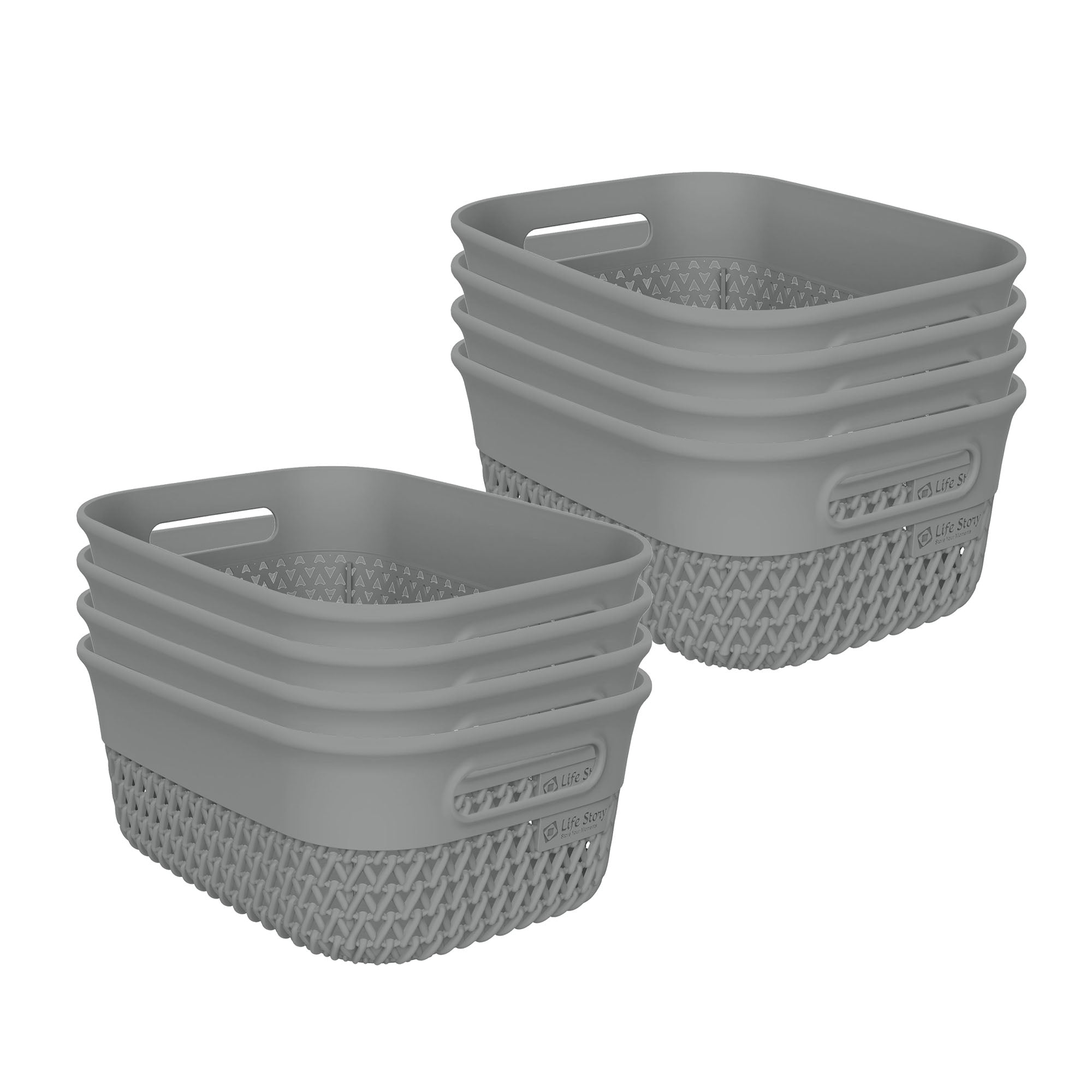 Life Story 4 Qt Decorative Storage Basket, Small Home Organizer, Gray, 8 Pack - VMInnovations