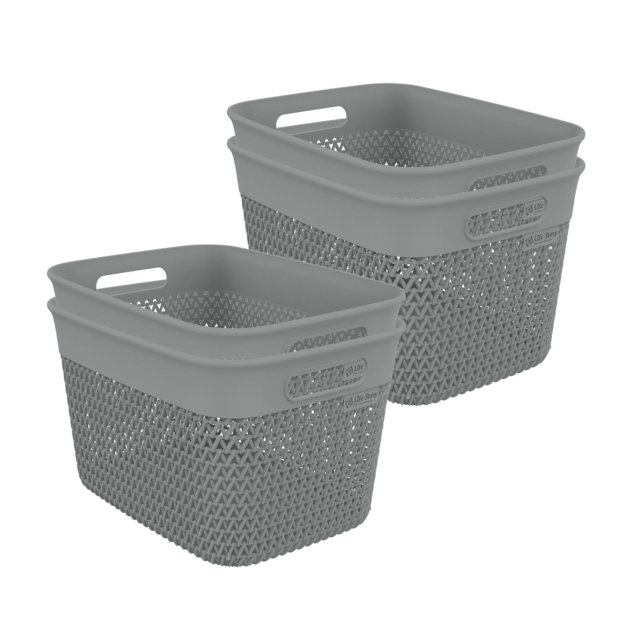 Life Story 16 Qt Decorative Storage Basket, Large Home Organizer, Gray, 4 Pack - VMInnovations
