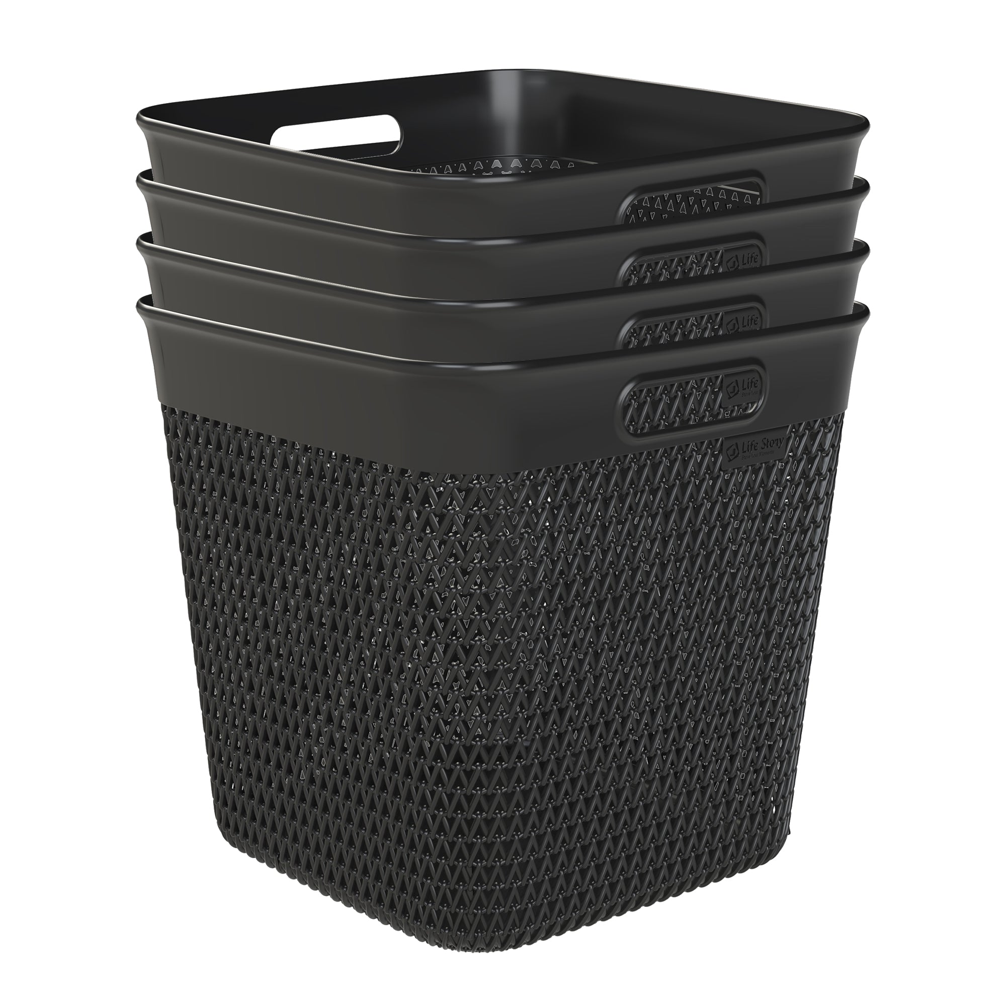 Life Story 26 Quart Decorative Storage Basket, XL Home Organizer, Black, 4 Pack - VMInnovations