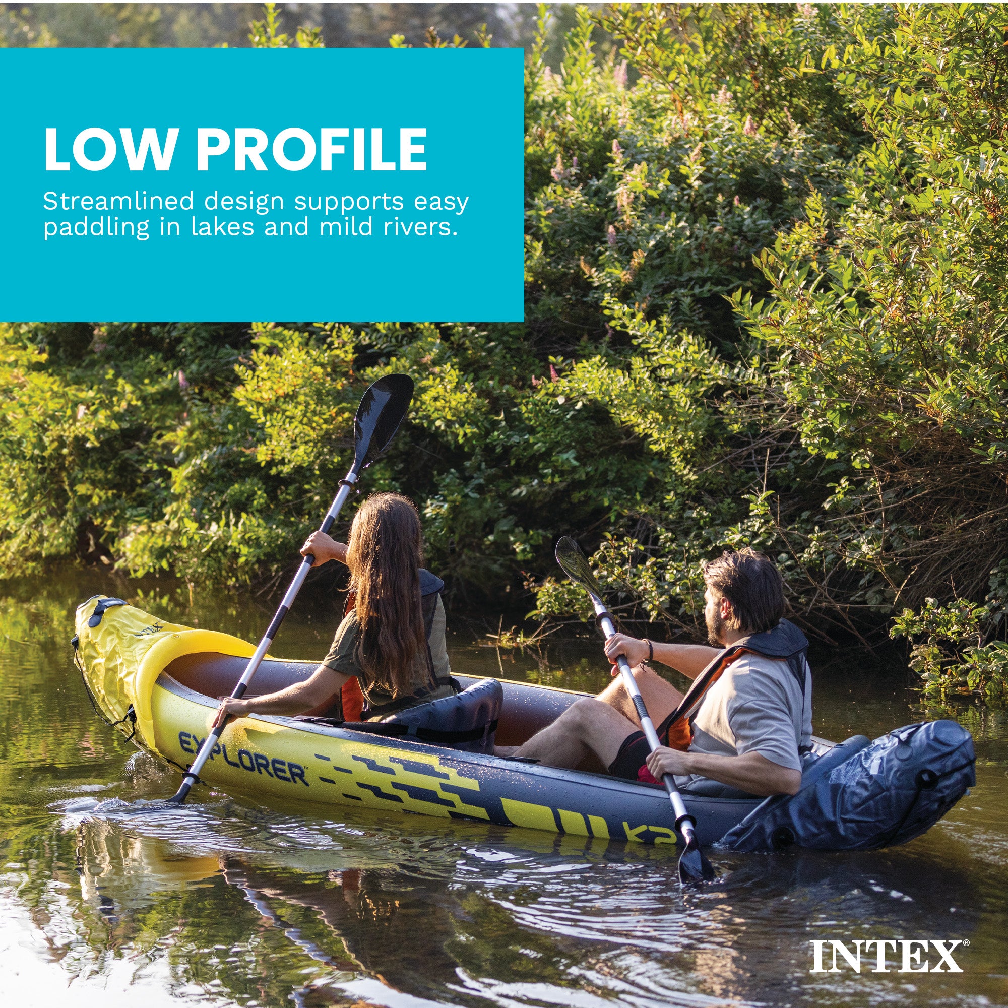 Intex Explorer K2 Yellow 2 Person Inflatable Kayak w/ Oars & Pump (Incomplete)