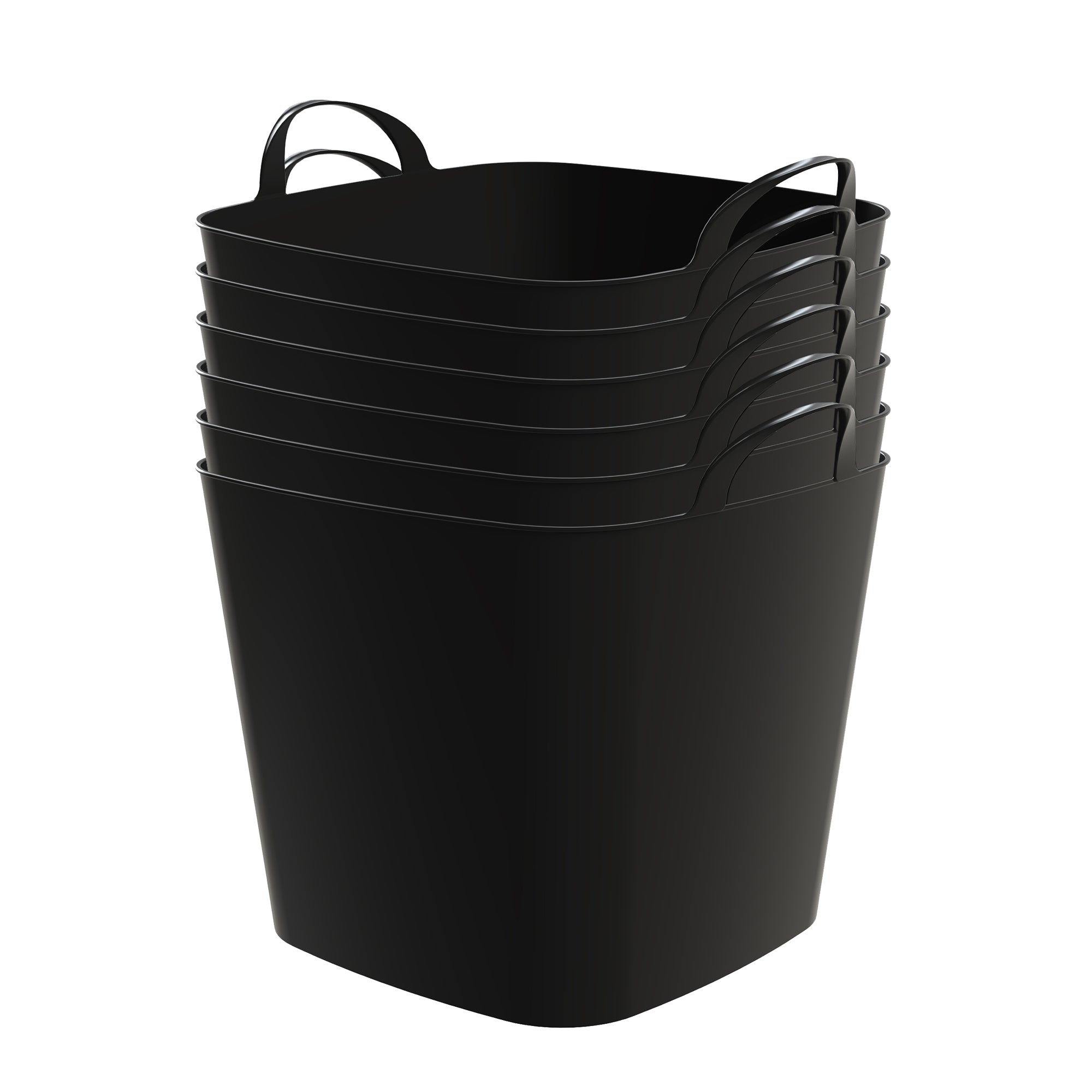 Life Story 26 Qt Flexi Tub, Versatile Storage Tote, Home Organizer, Black 6 Pack - VMInnovations
