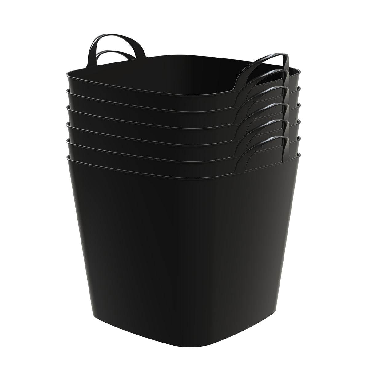 Life Story 26 Qt Flexi Tub, Versatile Storage Tote, Home Organizer, Black 6 Pack - VMInnovations