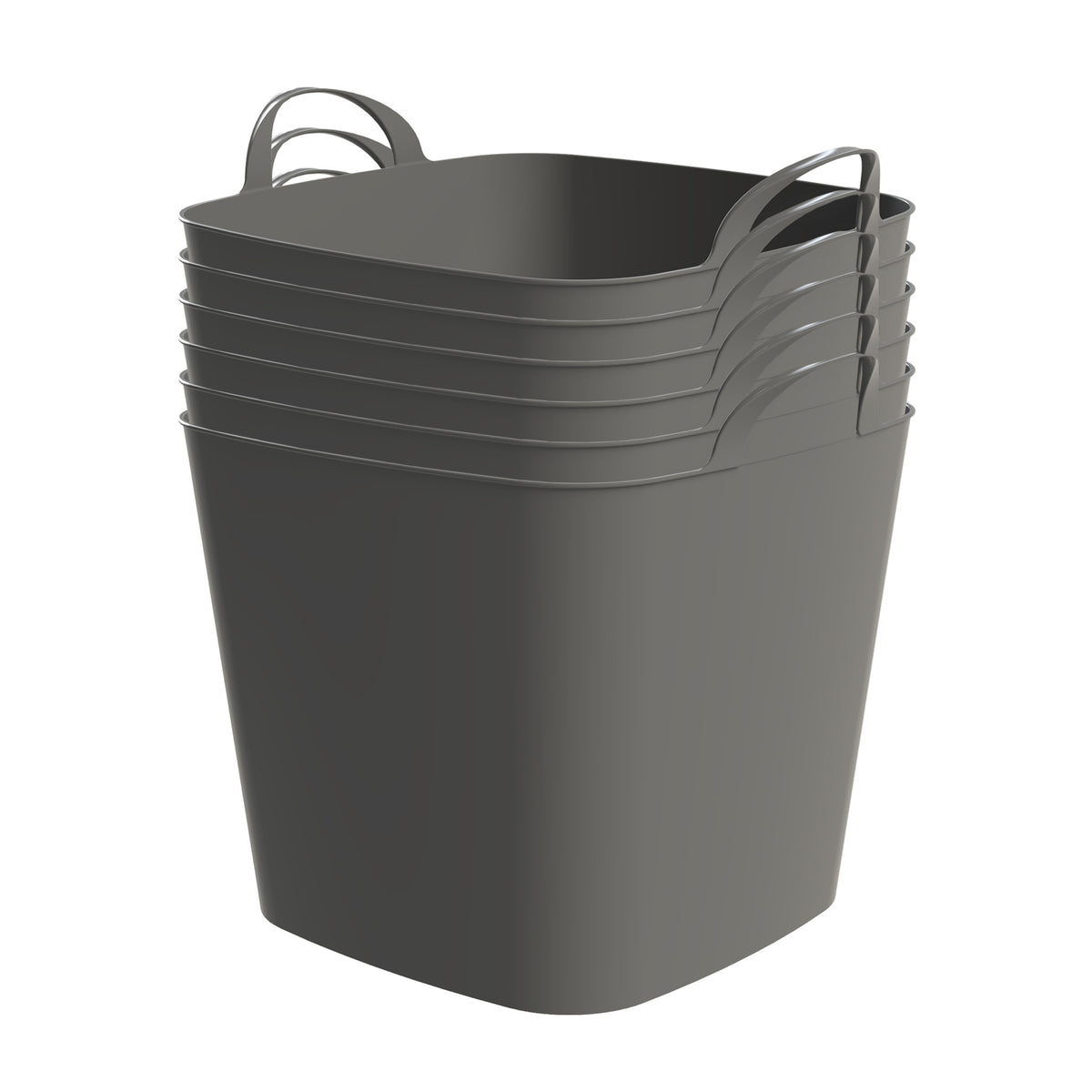 Life Story 26 Qt Flexi Tub, Versatile Storage Tote, Home Organizer, Gray, 6 Pack