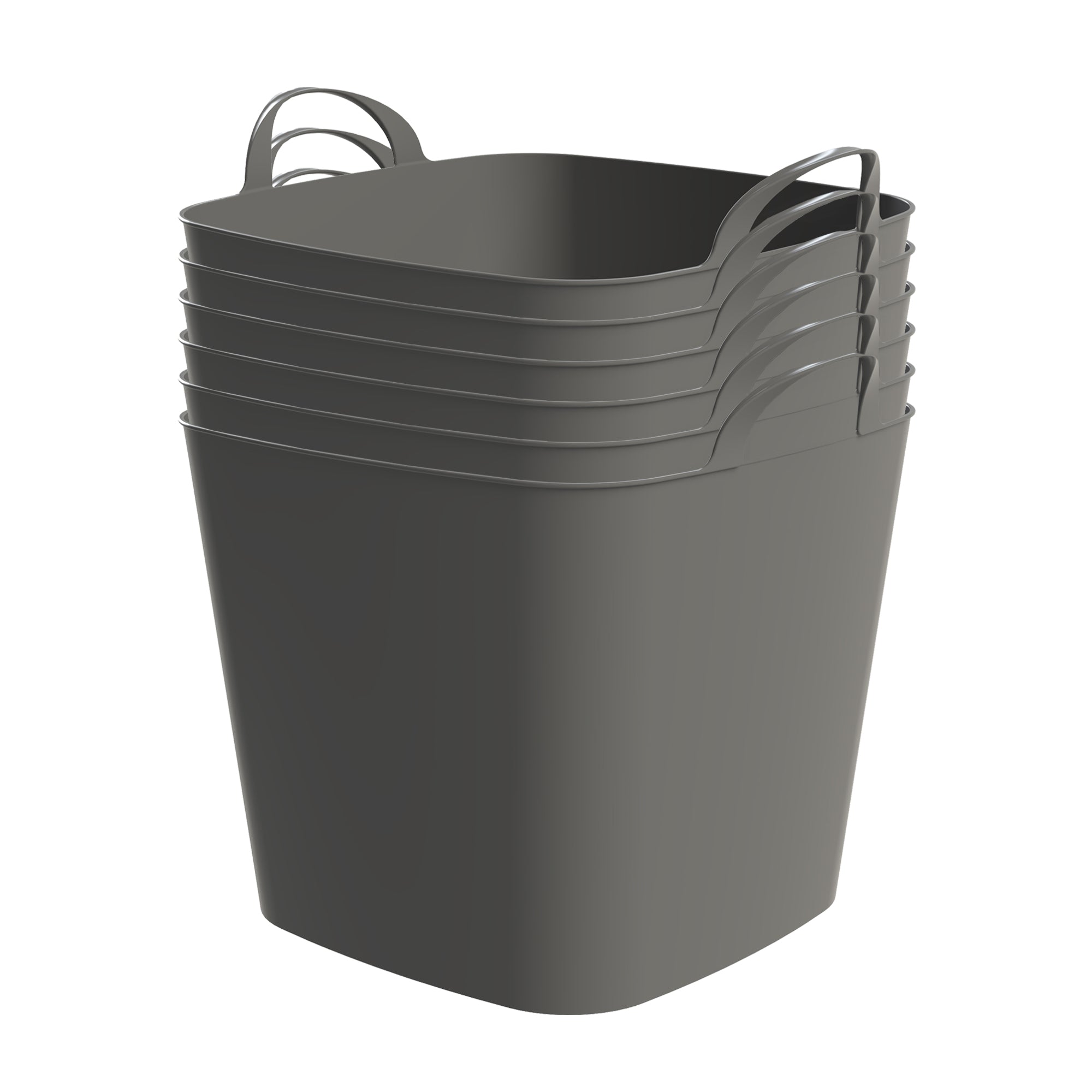 Life Story 26 Qt Flexi Tub, Versatile Storage Tote, Home Organizer, Gray, 6 Pack - VMInnovations