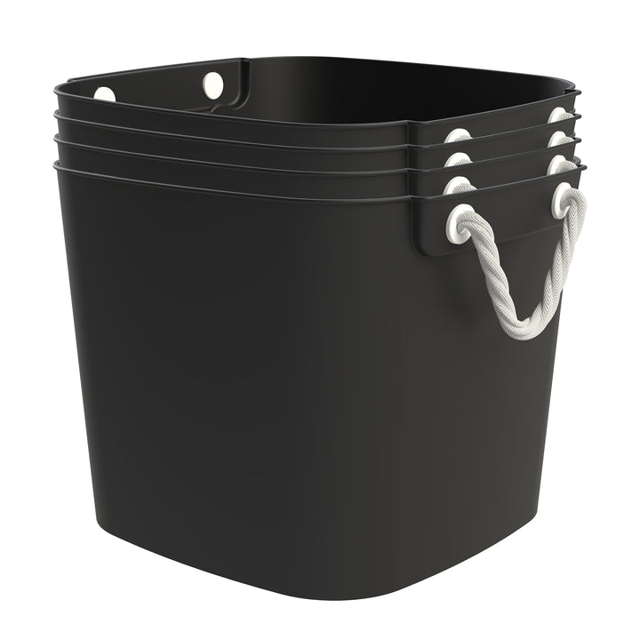 Life Story 42 Qt Flexi Tub, Versatile Storage Tote, Home Organizer, Black 4 Pack - VMInnovations