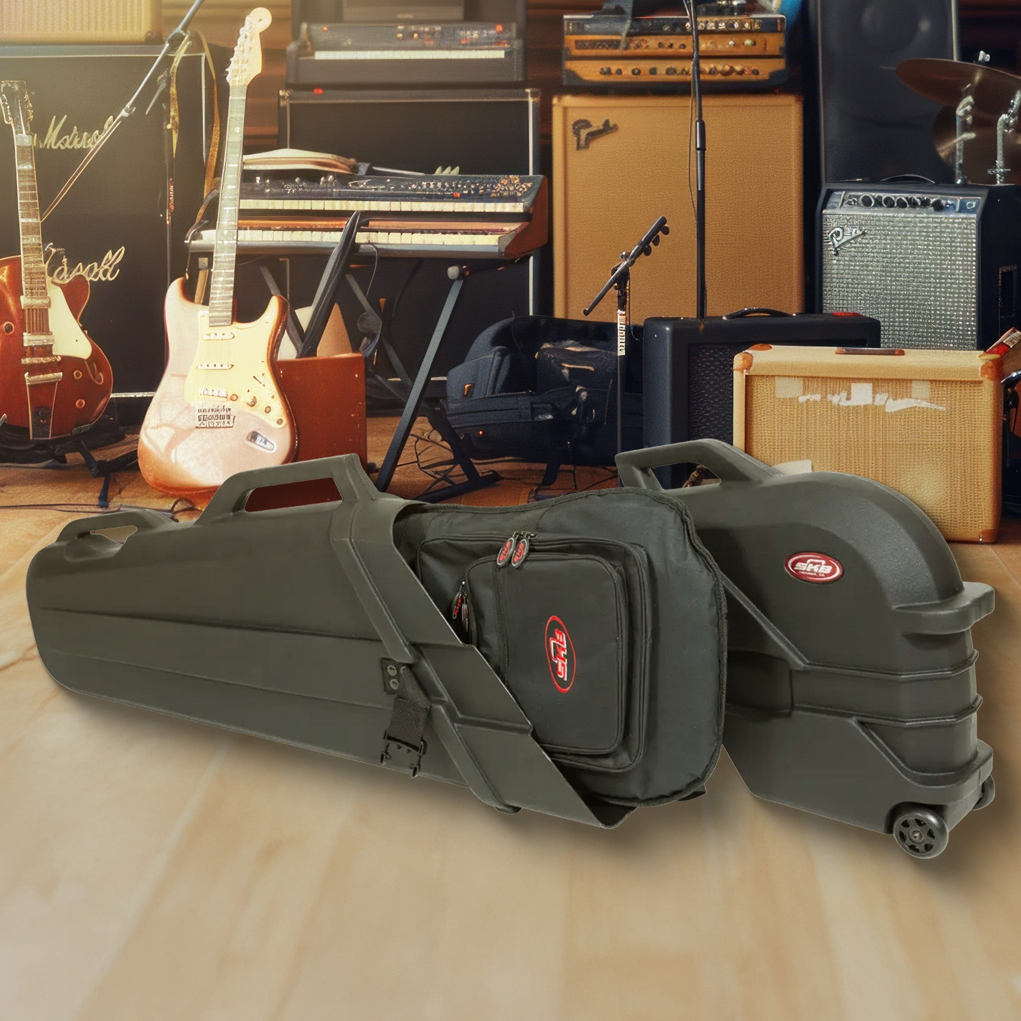 SKB ATA Roto Electric Bass Guitar Hard Case with TSA Locking Latches, Black - VMInnovations
