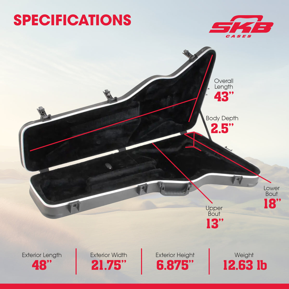 SKB Explorer Firebird Hardshell Guitar Case with Plush Interior and TSA Latches - VMInnovations