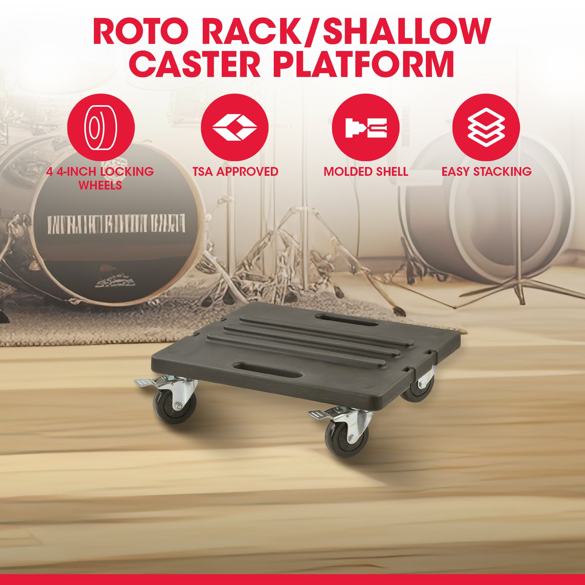 SKB Roto Rack/Shallow Rack Caster Platform with 4 Locking Wheels for Transport - VMInnovations