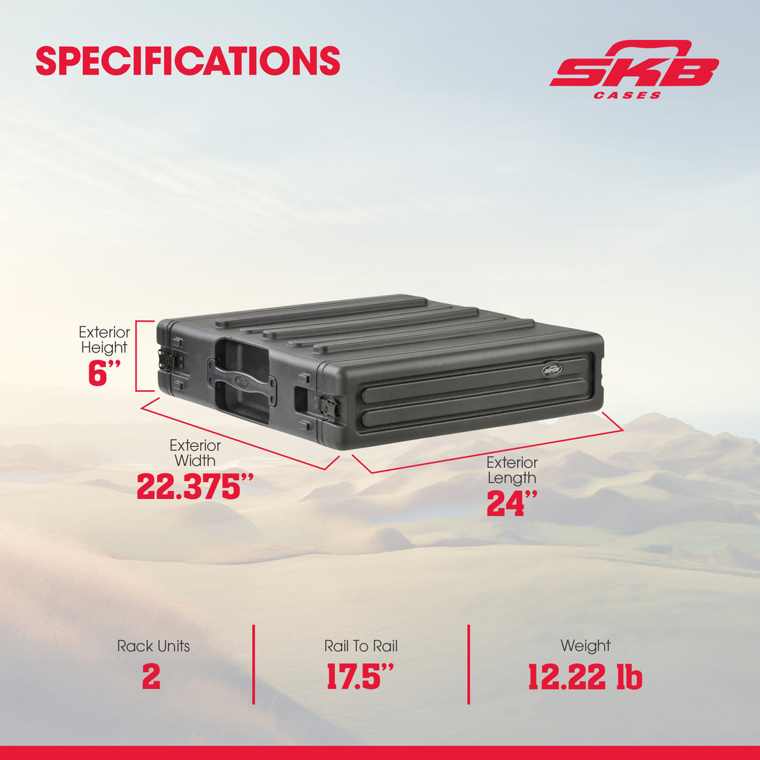 SKB 2U Roto Rack Case Polyethylene Gear Protector, Stackable, Waterproof, Black - VMInnovations
