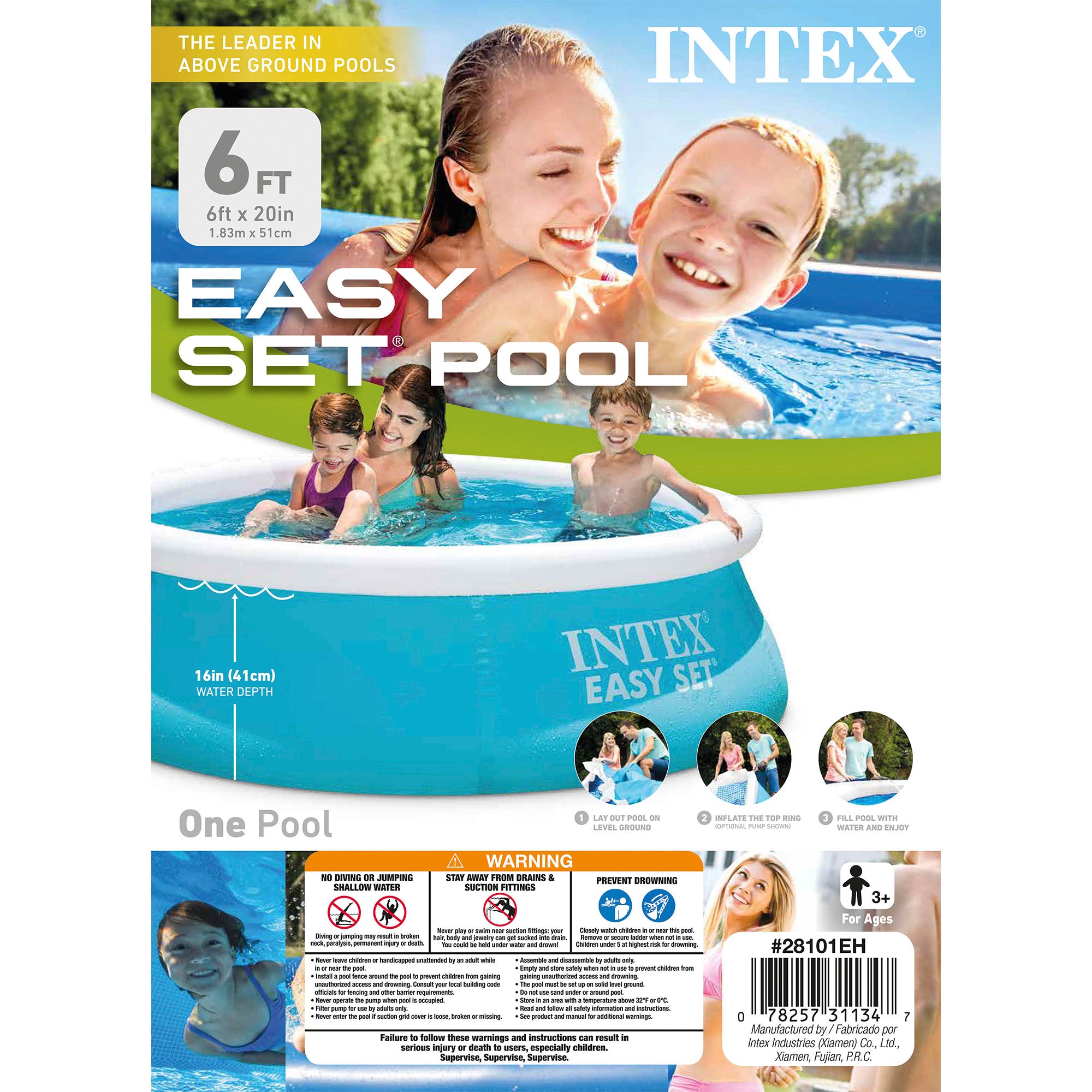 Intex 6' x 20" Easy Set Inflatable Swimming Pool - Aqua Blue | 28101E (Open Box) - VMInnovations