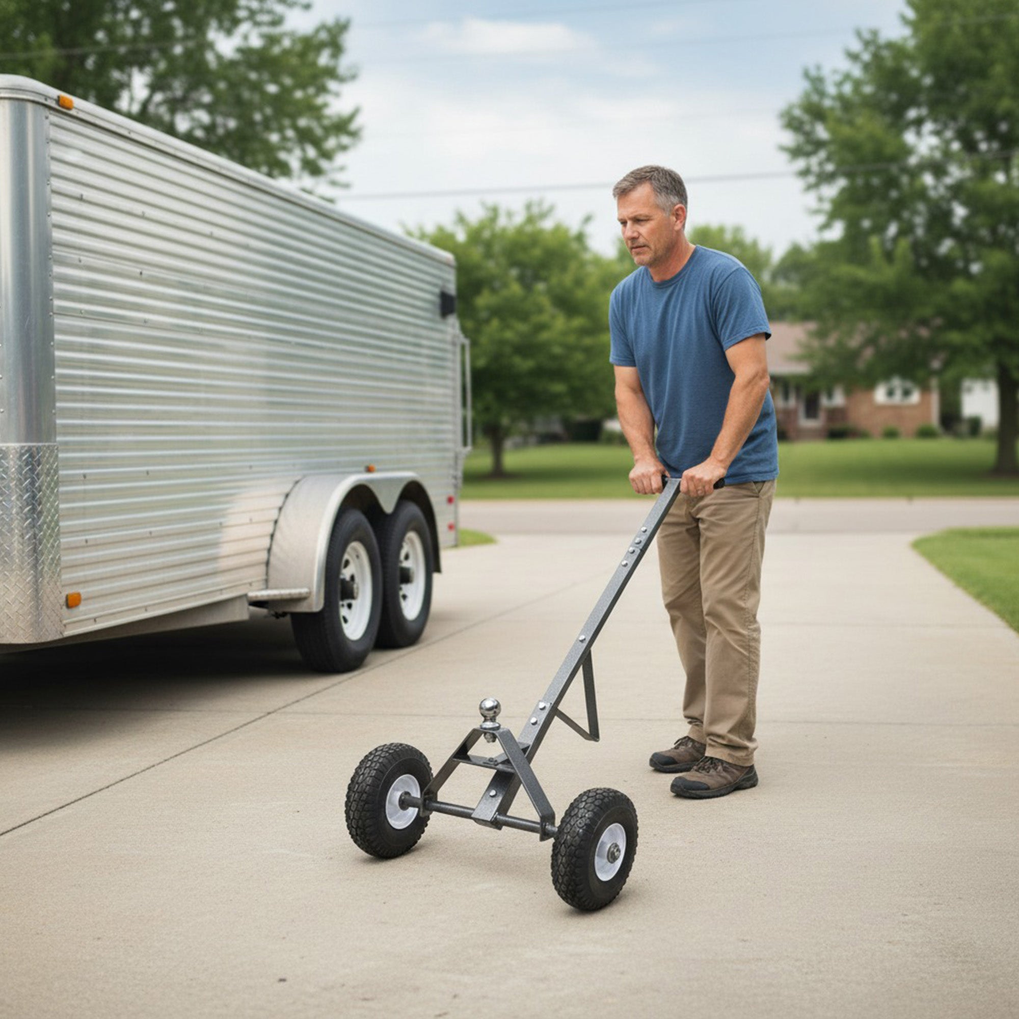 Tow Tuff Dual-Pull Trailer Dolly Cart with 12 Inch Flat-Free Tires (Open Box) - VMInnovations