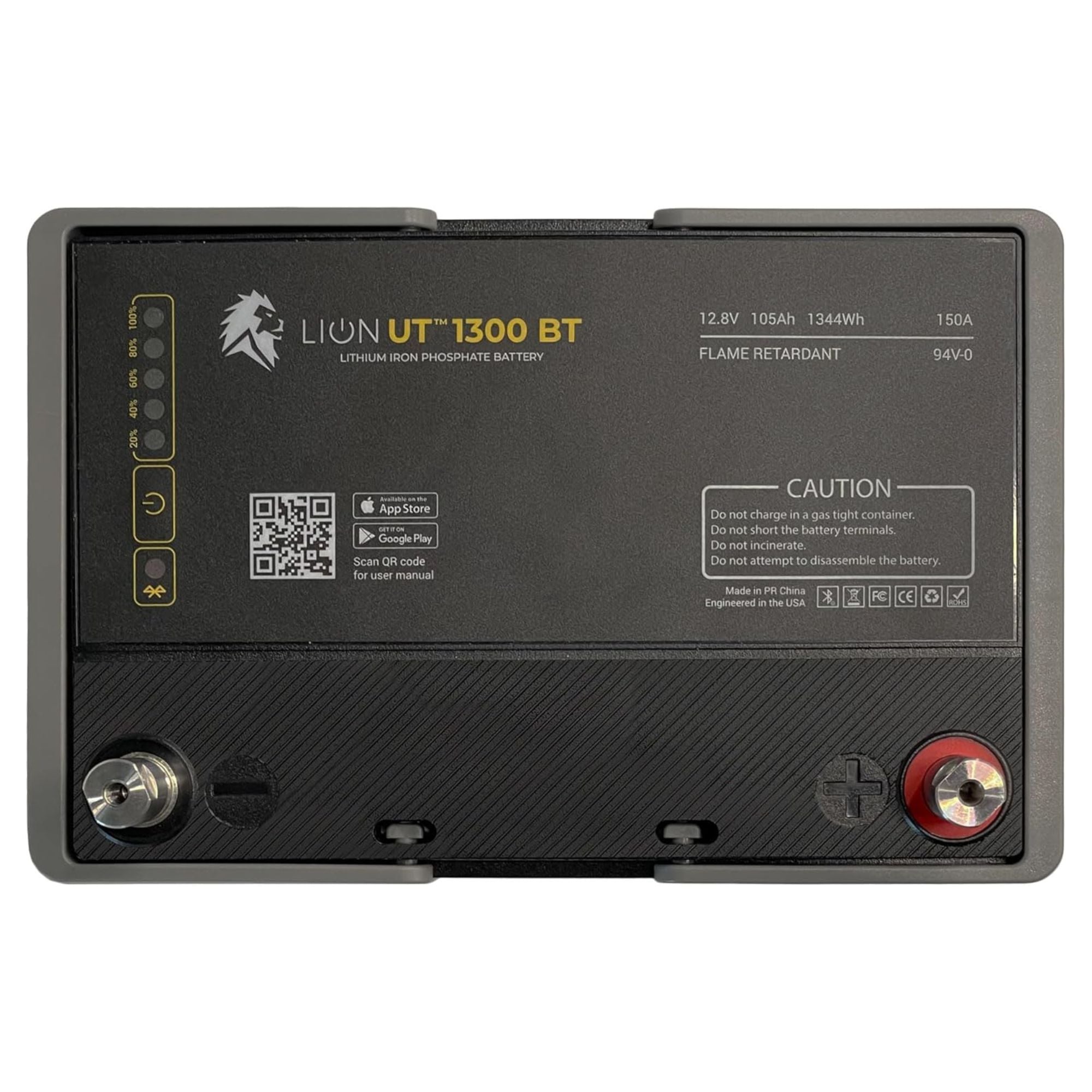 Lion Energy Lithium Rechargeable Deep Cycle Battery, Bluetooth, Black (Open Box) - VMInnovations