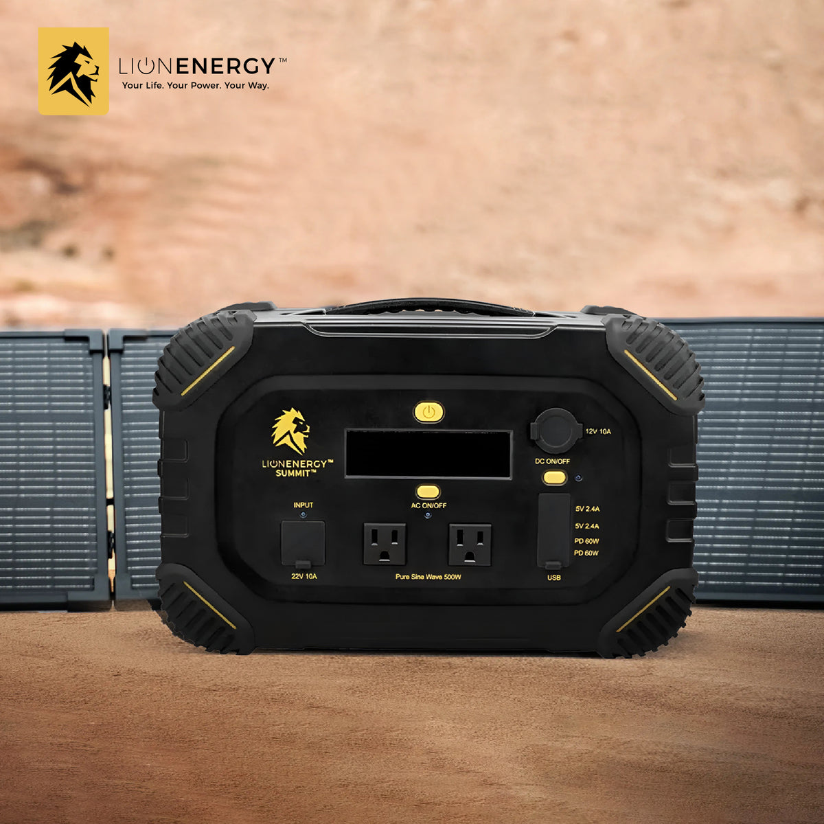 Lion Energy Summit Portable Solar Generator Power Station, 665 Wh, 530W Inverter